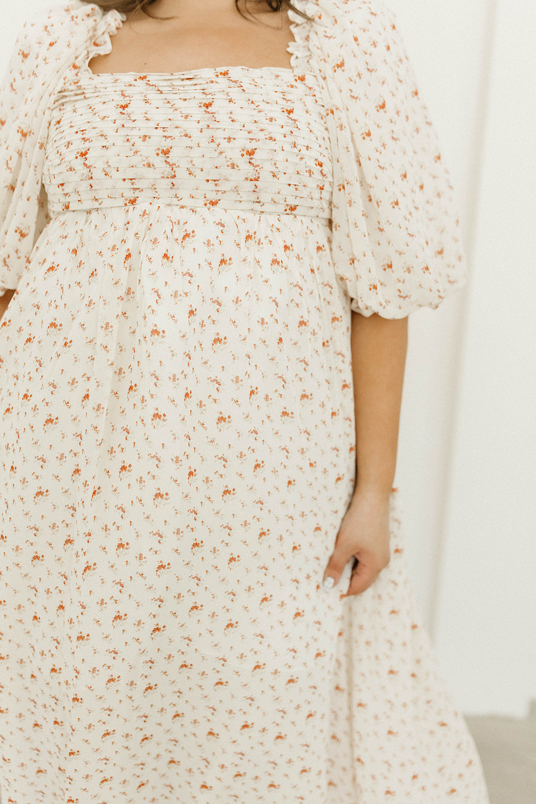 Melody Maxi Dress with Pleats & Bow Detail - Ivory Floral Print Maternity Dress | Bump Friendly & Inclusive Sizing (S-3XL) | Perfect for Weddings, Baby Showers & Summer Events
