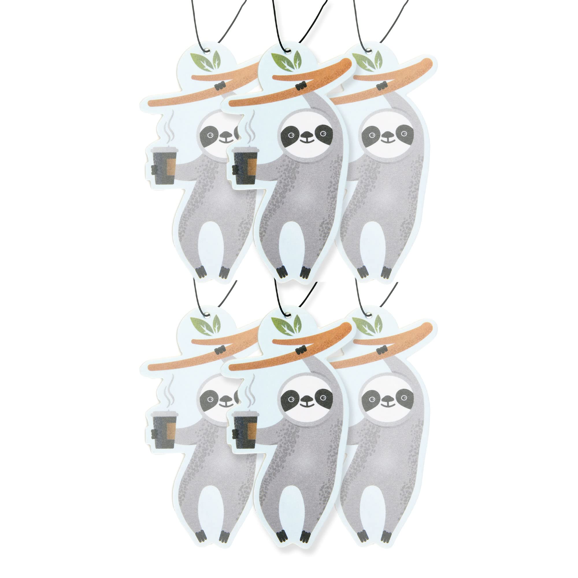 Natural Essential Oil Sloth Car Air Freshener (6 Pack) - Cute & Long-Lasting Aroma for Cars, Offices & Home Decor