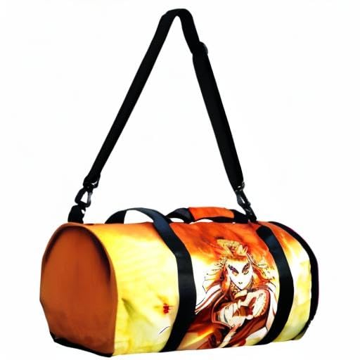 Anime Demon Slayer Gym Bag Large Capacity - Manga Kimetsu No Yaiba Sports Duffel Bag with Shoe Compartment (Kyojuro Rengoku) - Perfect for Gym, Travel & Cosplay