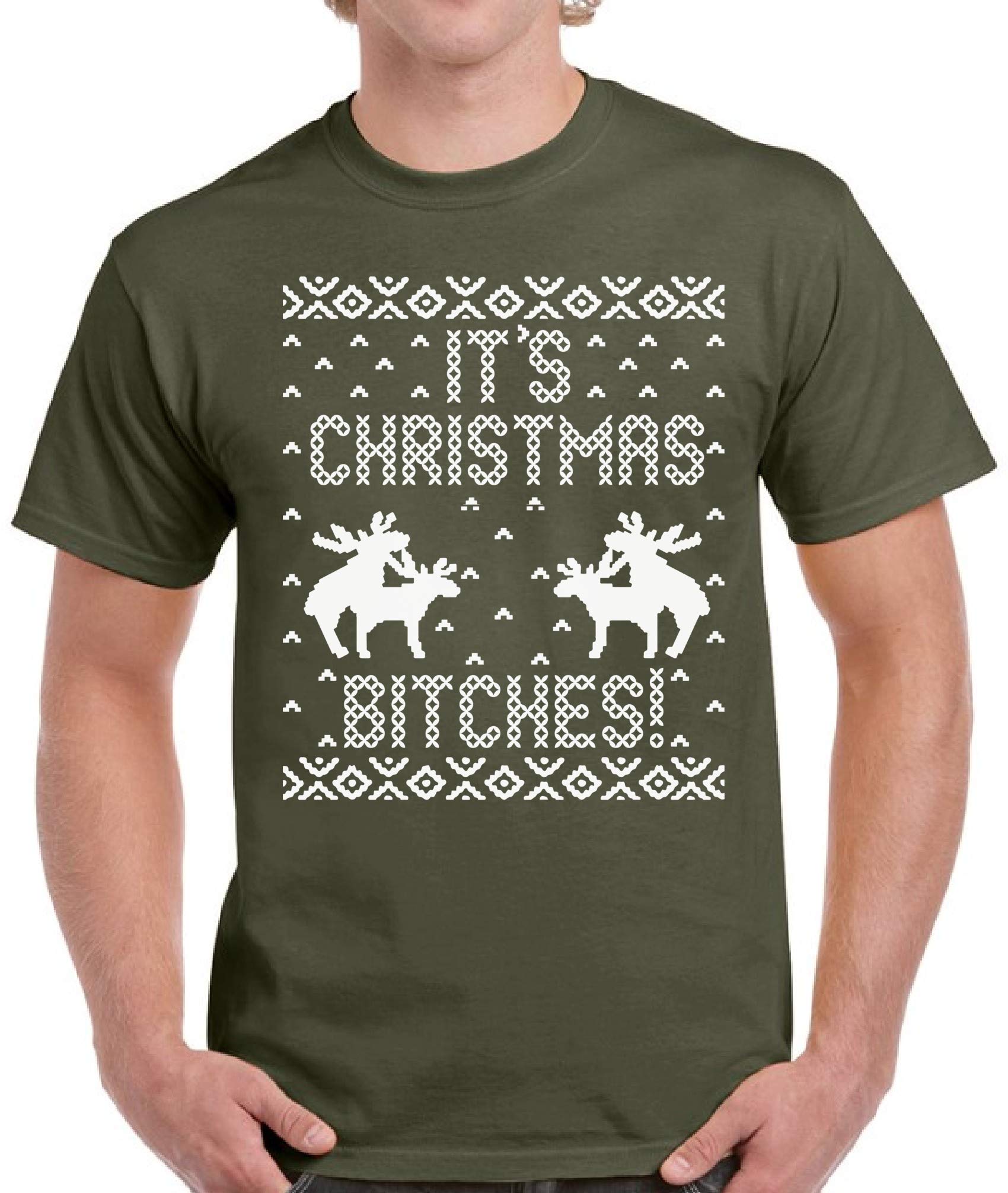 Funny Ugly Christmas T-Shirt for Men - White Holiday Slogan Tee 'It's Christmas Bitches' - Perfect for Xmas Parties & Gag Gifts