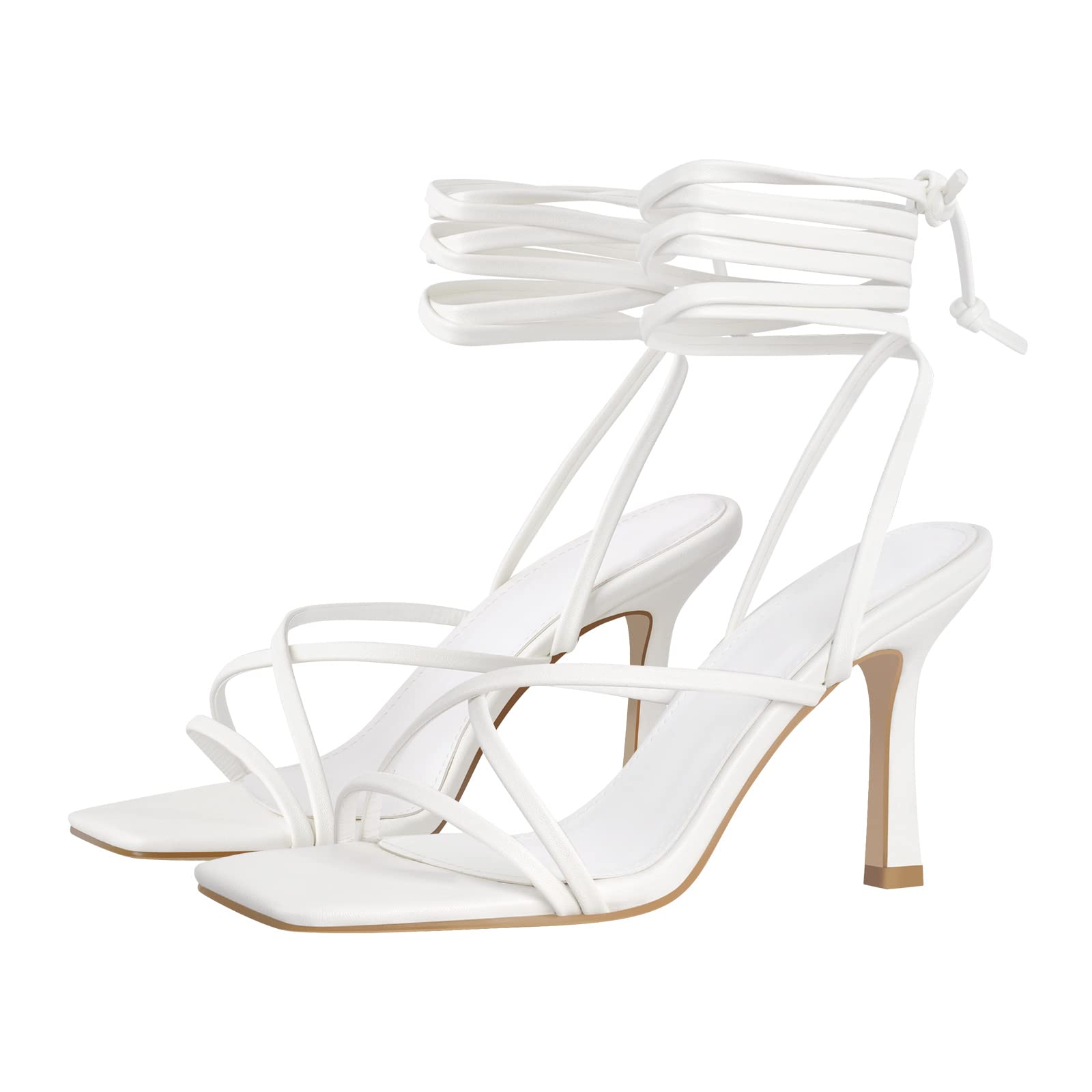 LISHAN Women's Stiletto High Heel Strappy Sandals - Sexy Lace Up Dress Shoes for Party, Wedding & Evening Wear