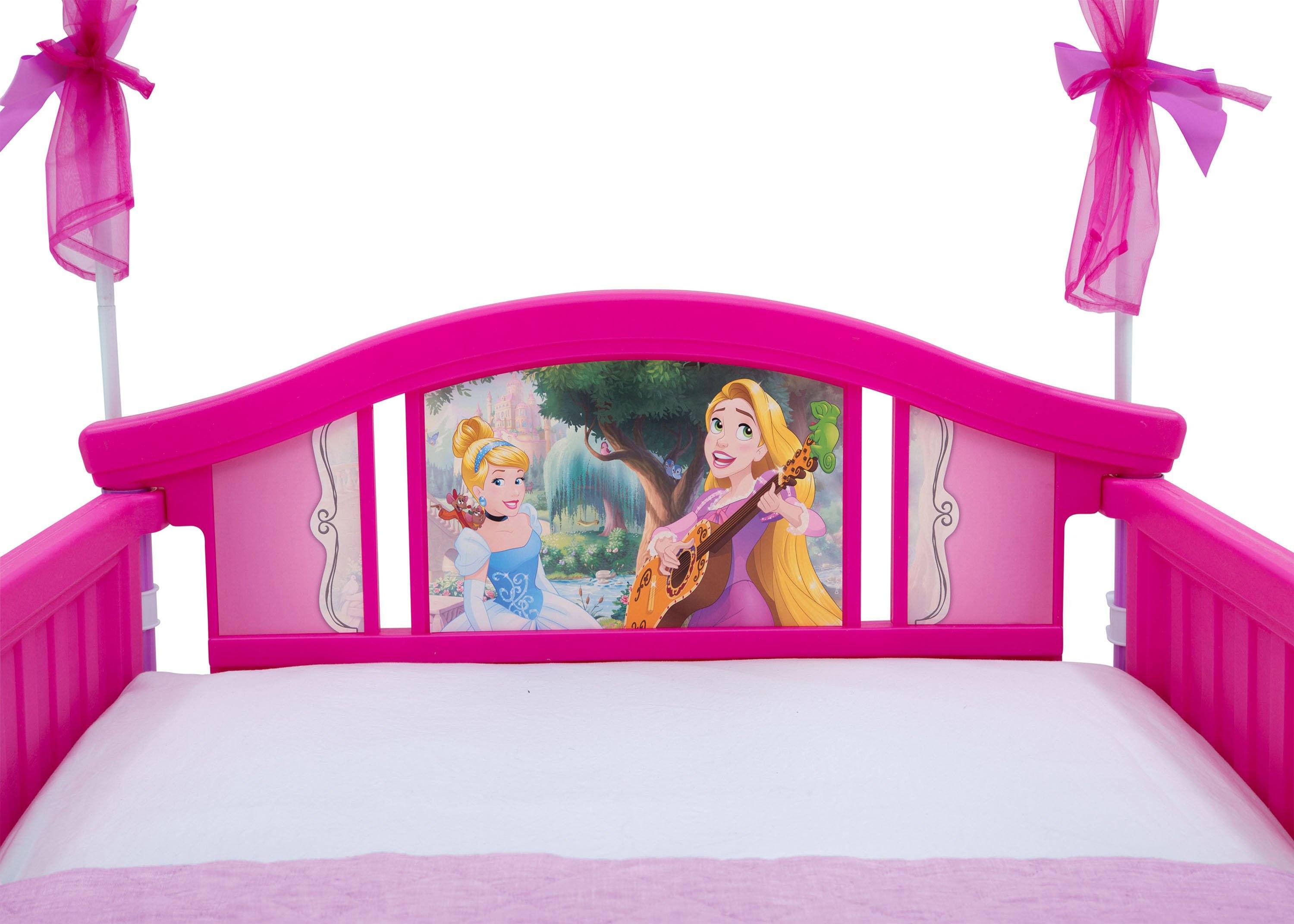 Princess Canopy Toddler Bed for Girls - Pink & White Floral Design - Perfect for Nursery, Bedroom Decor & Kids Sleepover Parties
