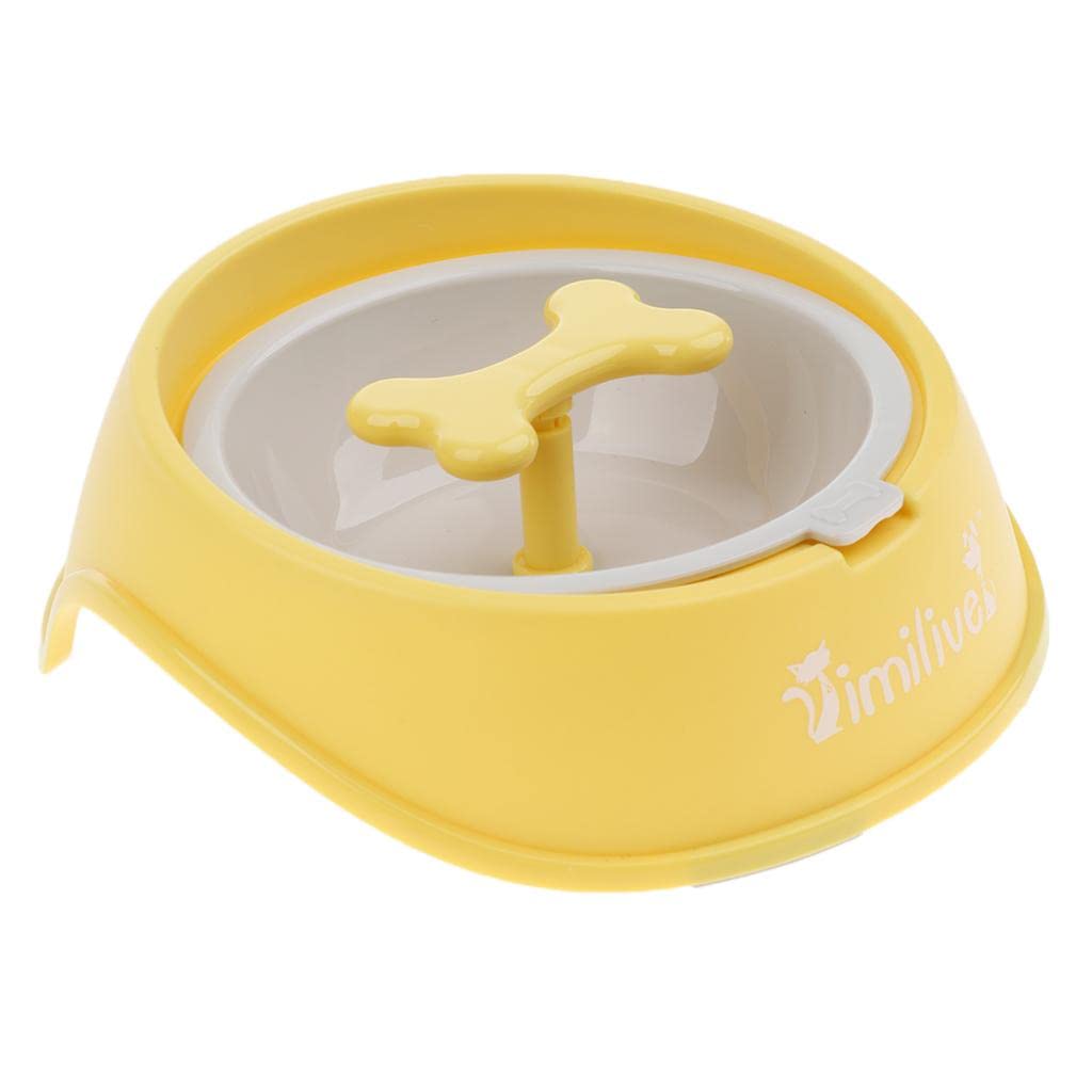 MYADDICTION Rotating Slow Feeder Dog Bowl - Interactive Puzzle Feeder for Puppies & Cats - Non-Slip Pet Food Dish (Yellow) - Perfect for Mealtime Enrichment and Preventing Bloat in Dogs