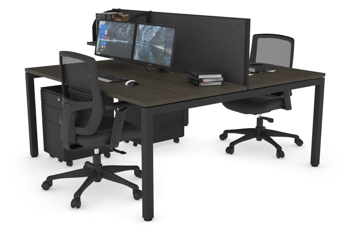 Quadro Square Legs 2 Person Office Workstation Desk - 1200L x 800W with Cable Management Scallop - Perfect for Shared Workspaces & Home Offices