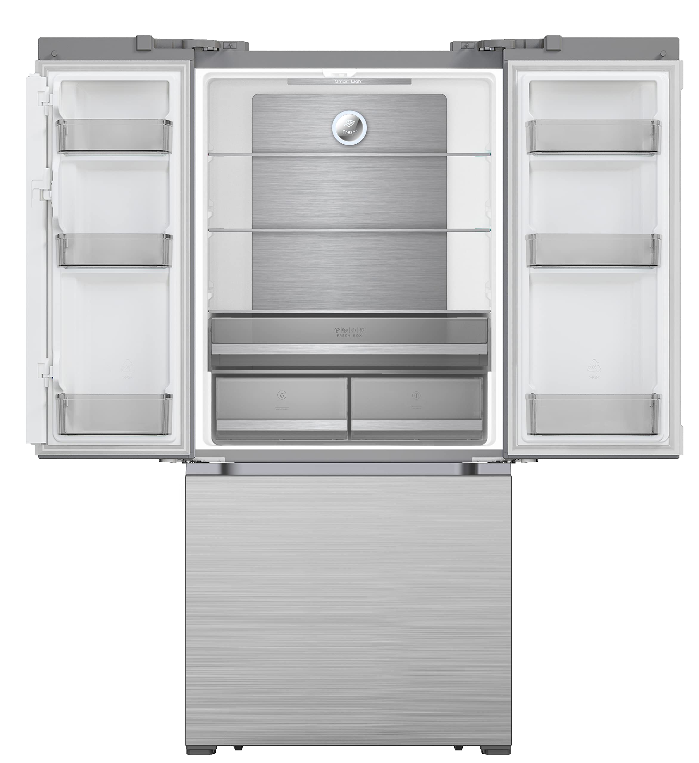 Hamilton Beach HBF1662 16.6 cu ft Stainless Steel French Door Refrigerator with Freezer Drawer - Full Size Counter Depth Design for Modern Kitchens & Open Floor Plans