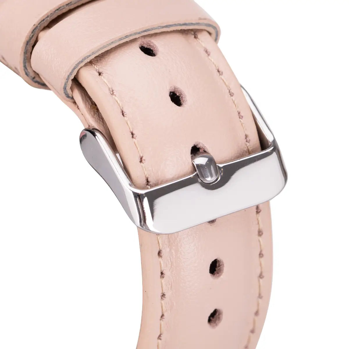 Soft Nude Pink Genuine Leather Apple Watch Band - Stylish & Comfortable for Women, Compatible with All Apple Watch Series - Perfect for Workouts, Office & Everyday Wear