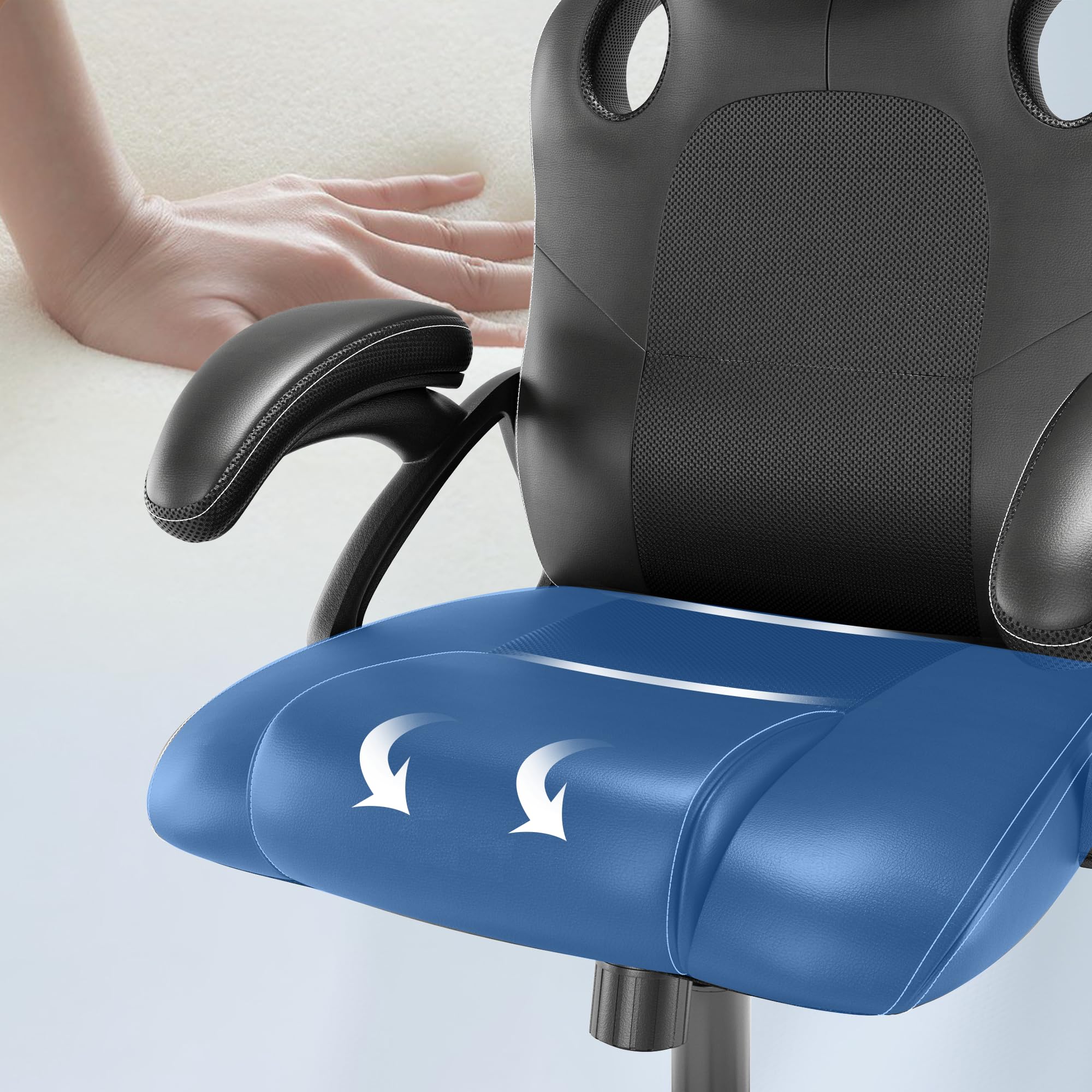 Ergonomic Gaming Chair - High Back Racing Style Office Desk Swivel Chair with Lumbar Support for PC Computer Work, Black - Perfect for Esports, Streaming & Home Office Use
