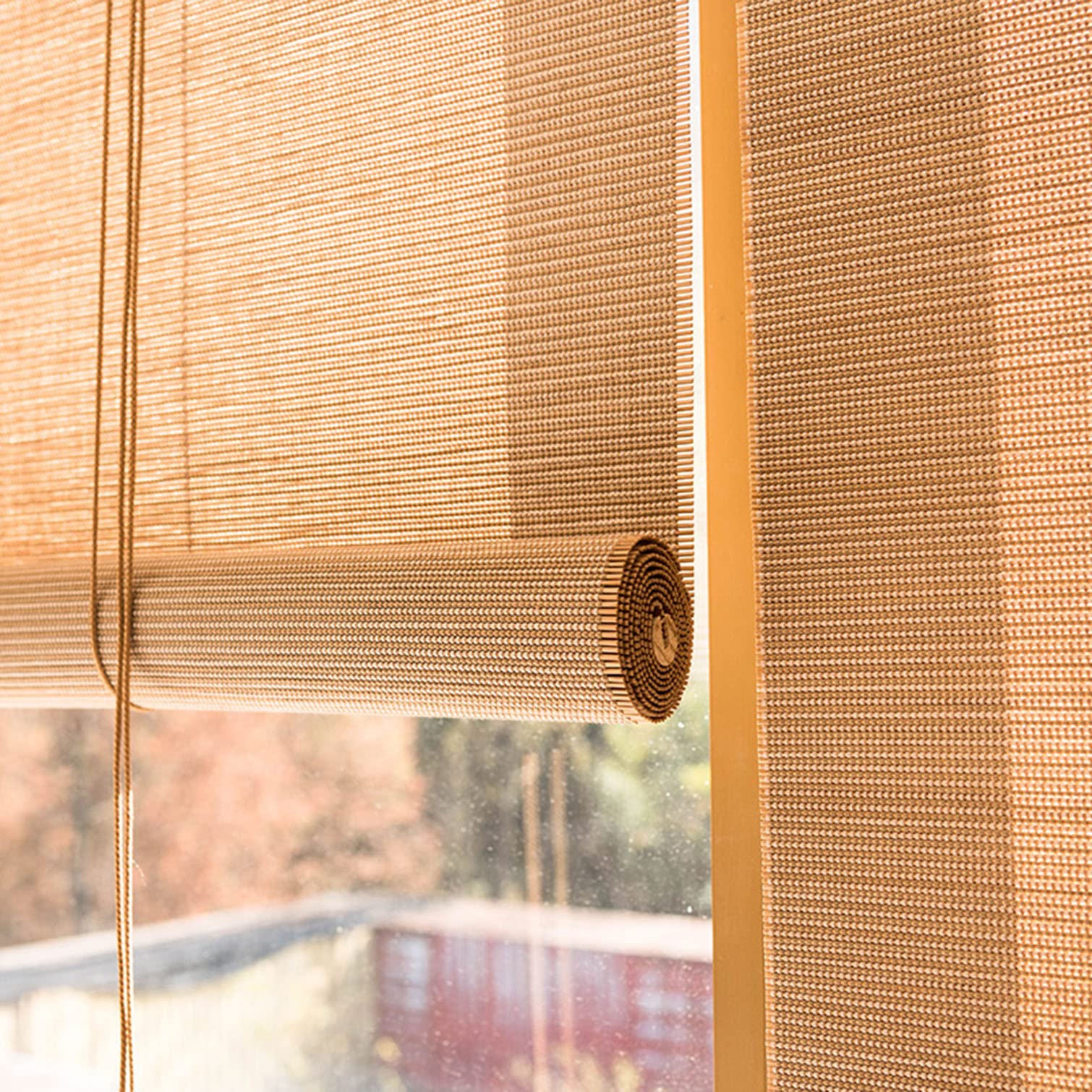 Natural Bamboo Roller Blinds - Light Filtering Custom Roman Shades for Windows, Patios & Gazebos | Privacy Screen & Sun Protection | Eco-Friendly Bamboo Shades (53