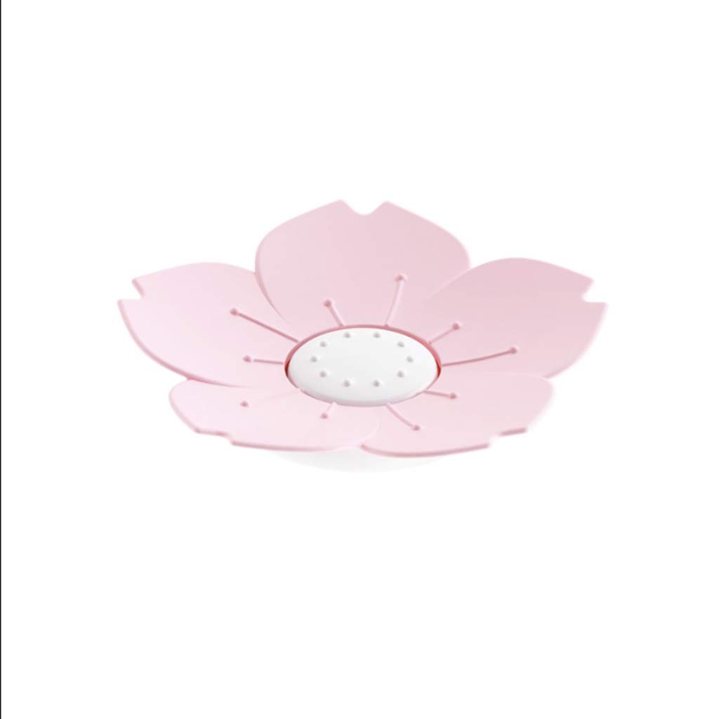 Cherry Blossom Soap Dish Holder - Plastic Soap Tray with Drainage Holes, Pink Bathroom Organizer for Shower, Sink Countertop - Easy to Clean Soap Box for Home, Spa & Travel Use