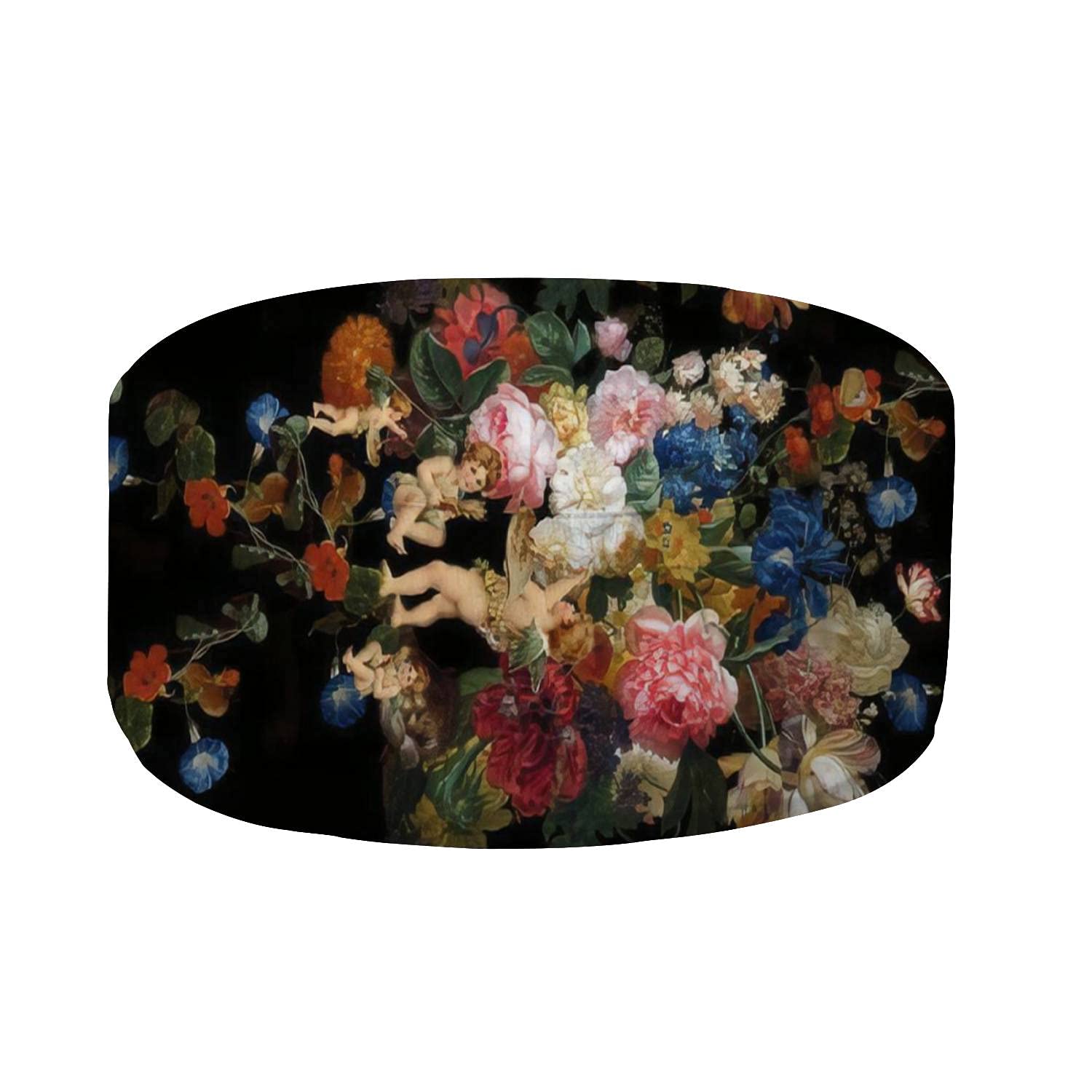 **Inflatable Ottoman Pouf Footrest - Renaissance Art Design with Angels, Roses, Flowers & Birds - Indoor/Outdoor Use for Patio, Yard, Living Room - Comfortable Bean Bag Floor Footstool for Kids & Adults**