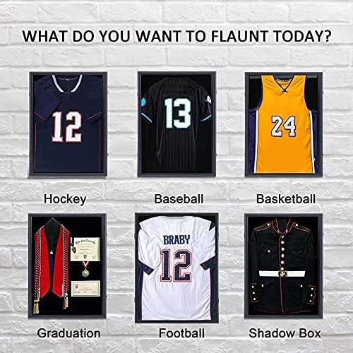 KCRasan Jersey Display Case 2 Pack - Lockable Shadow Box Frame with UV Protection for Baseball, Basketball, Football, Soccer, Hockey Jerseys & Military Uniforms - Perfect for Sports Memorabilia, Home Decor, and Man Cave Display