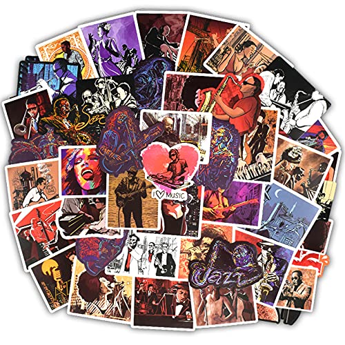 Vintage Jazz Music Stickers - Waterproof Vinyl Decals for Laptop, Car, Phone, Notebook & More - Perfect for Jazz Bars, Skateboards & Guitars - Great Gift for Music Lovers & Dad - Ideal for Home Decor, Personalization & DIY Projects