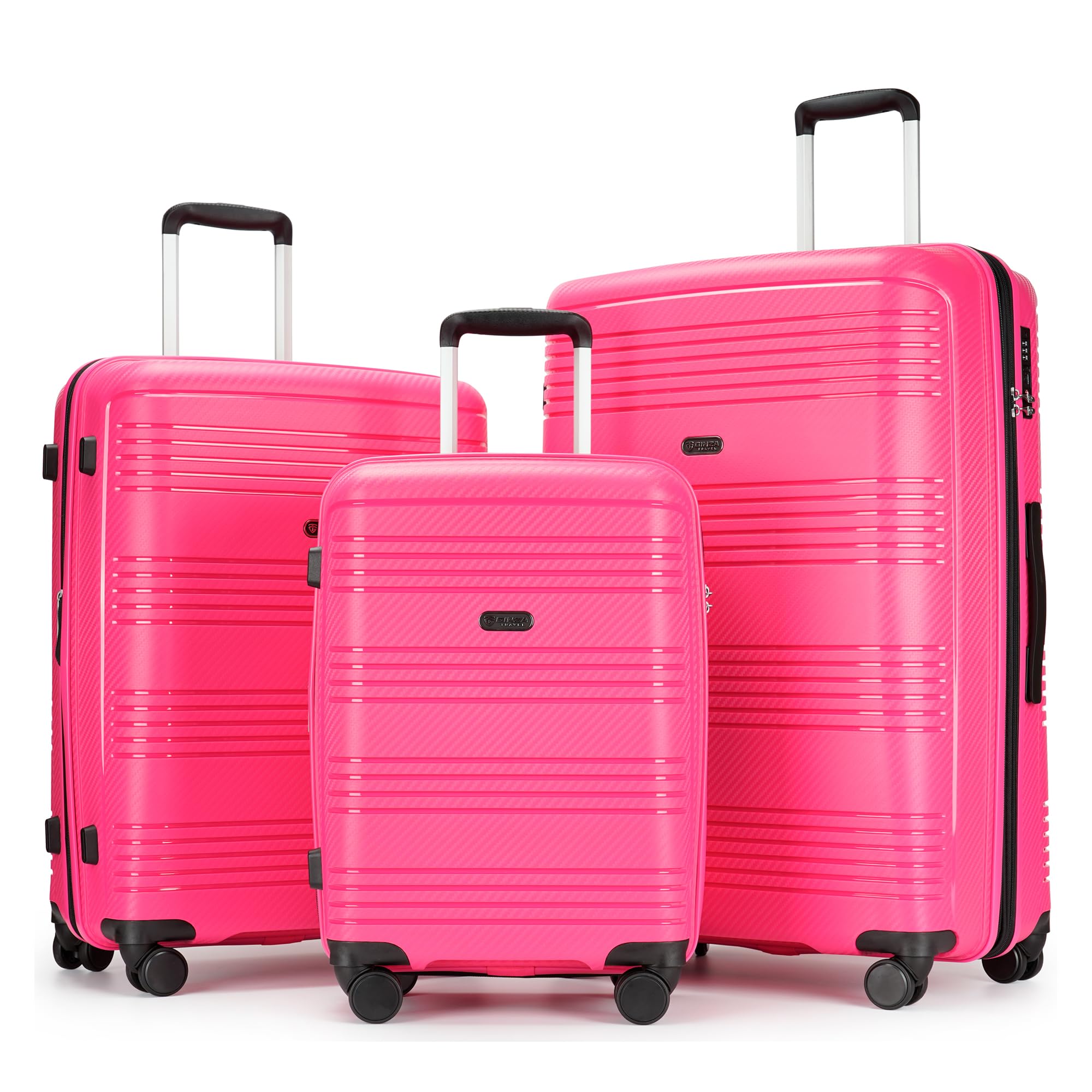 3 Piece Luggage Set for Women - Durable Expandable Large Suitcase with 360° Spinner Wheels & TSA Lock (20in/25in/29in) in Dark Pink | Perfect for Air Travel, Business Trips & Vacation Packing