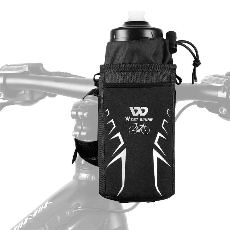 Insulated Water Bottle Holder for Bicycles - Reflective Drawstring Cycling Bag with Kettle Cup Container | Perfect for Commuting, Mountain Biking & Outdoor Adventures