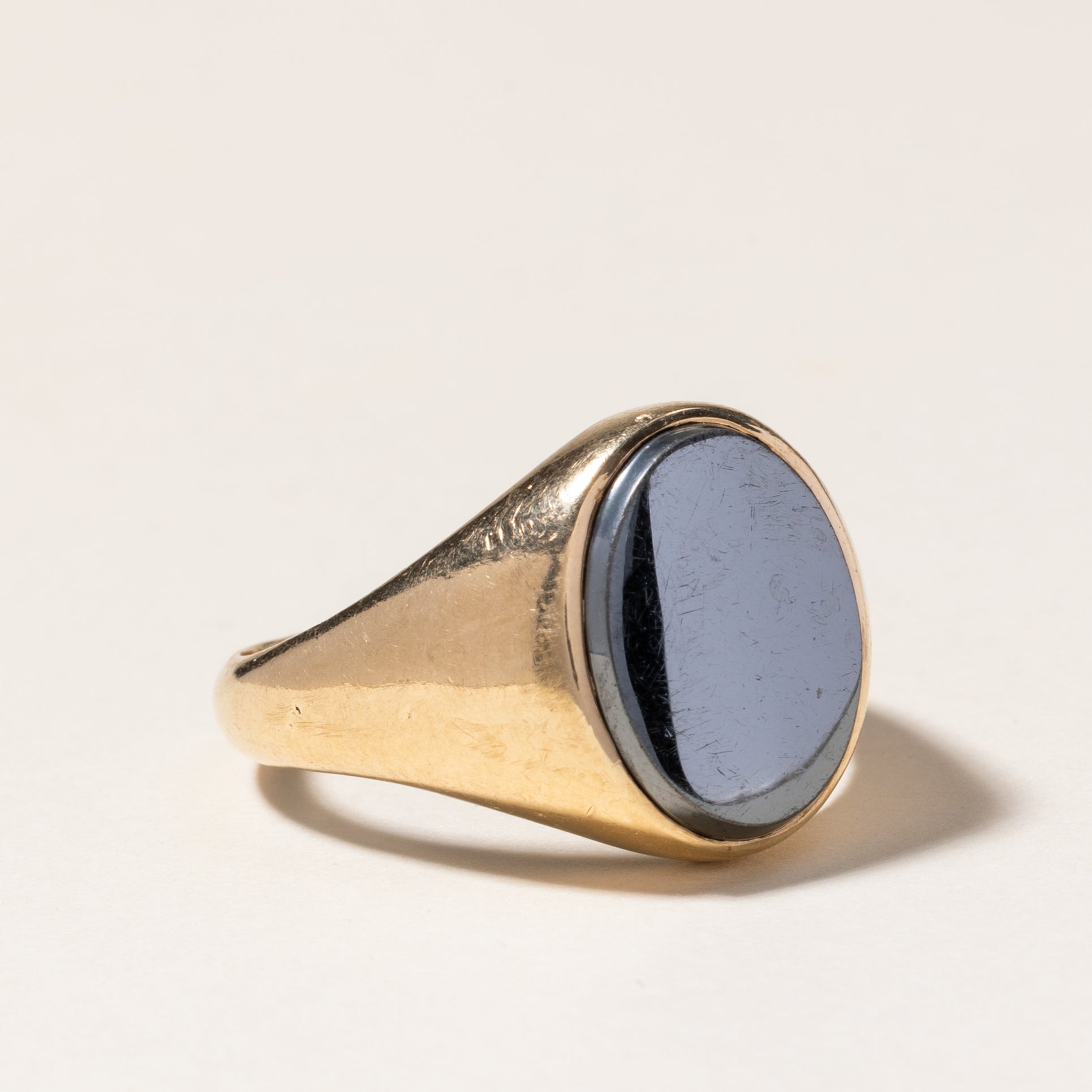 7.69ct Oval Hematite Signet Ring - Size 11.25 - Elegant Gothic Jewelry for Men & Women - Perfect for Weddings, Parties & Everyday Wear