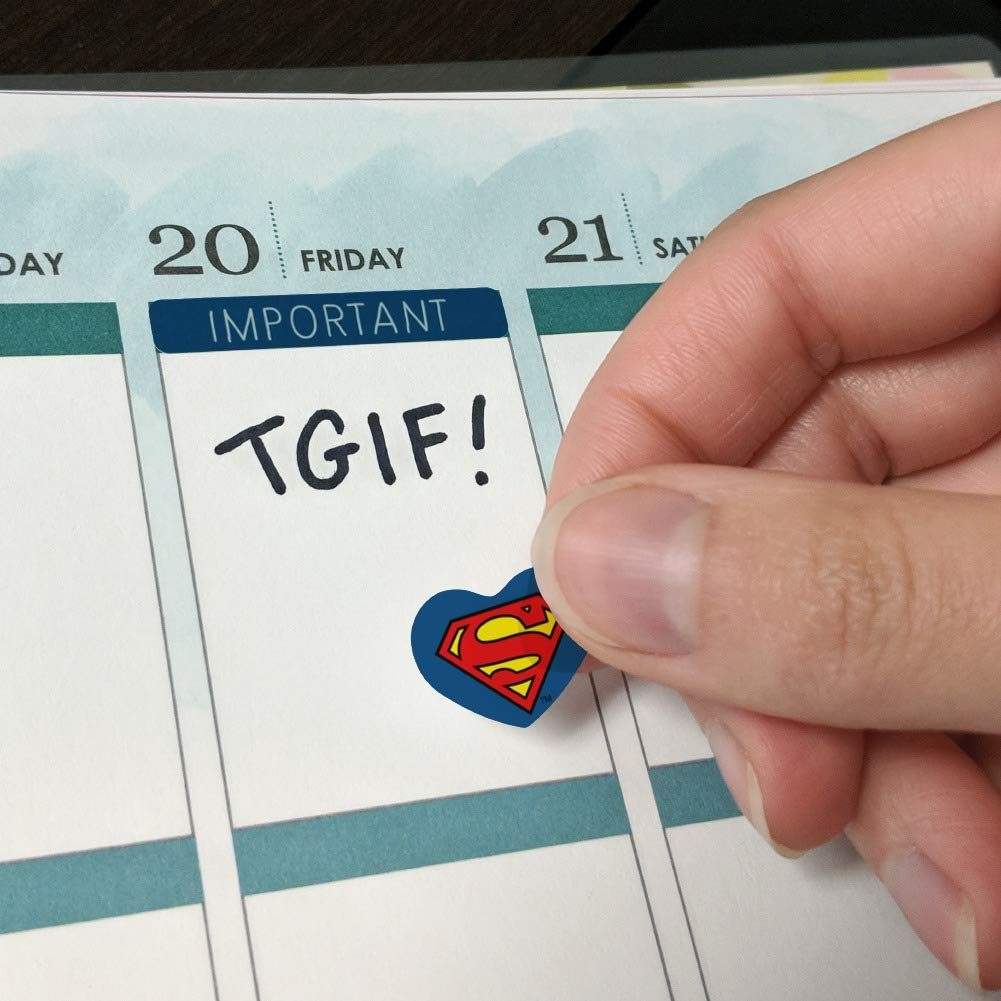 Superman Classic S Shield Logo Planner Stickers - 50pcs Scrapbooking & Crafting Decals for Journals, Calendars, DIY Projects - Perfect for Bullet Journaling, Gift Wrapping, School Supplies