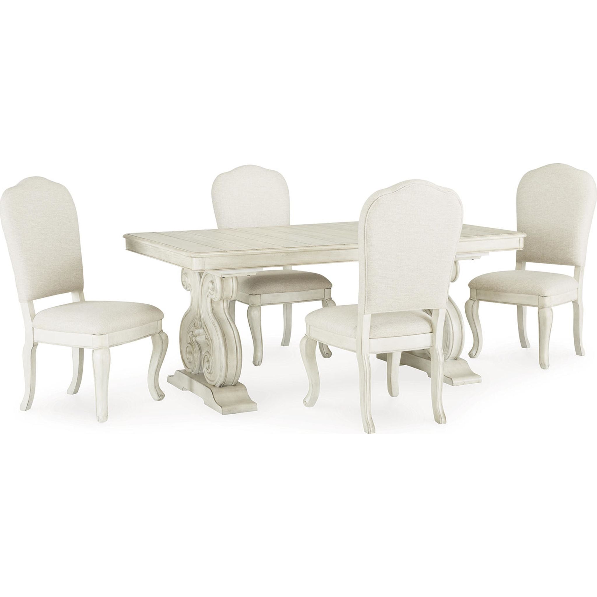 Arlendyne 5-Piece Modern Dining Set - Round Glass Table & 4 Upholstered Chairs for Kitchen, Breakfast Nook & Small Spaces