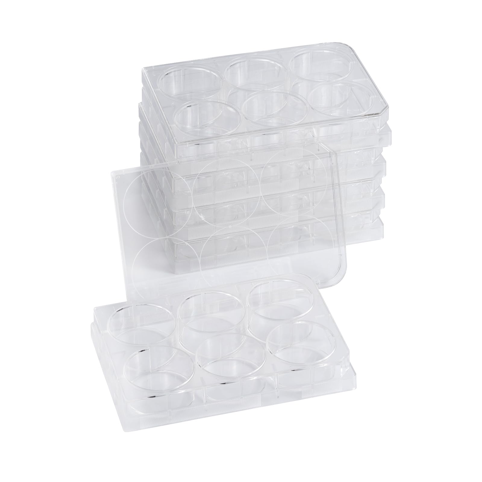 Sterile 6-Well Polystyrene Cell Culture Plates with Lids - Individually Wrapped, Tissue Culture Treated for Laboratory Use - Ideal for Cell Growth, Chemical Reactions & Biomedical Research - Case of 50