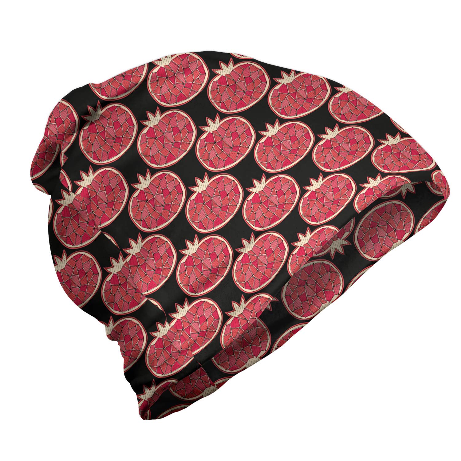 Ambesonne Unisex Beanie - Mosaic Fruit Design for Men & Women | Warm Winter Knit Hat for Hiking, Outdoor Activities & Cold Weather