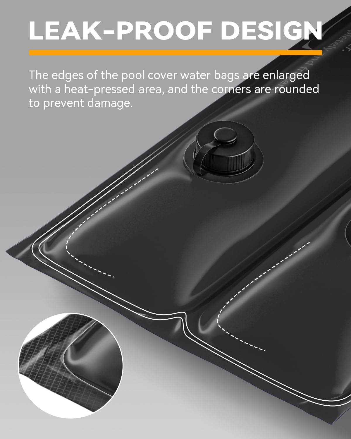 12 Pack 8FT Double Chamber Pool Water Bags - Heavy Duty 28 Gauge (0.42mm) Black Water Weights for Pool Cover - Perfect for Inground & Above Ground Swimming Pools, Winter Pool Protection & Wind Resistance