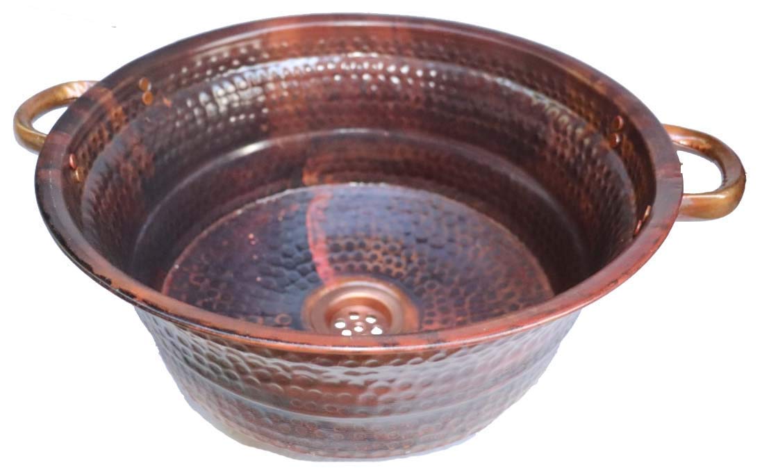 Oil Rubbed Bronze Vessel Sink with Copper Handles - Modern Farmhouse Bathroom Vanity for Rustic & Industrial Style Homes