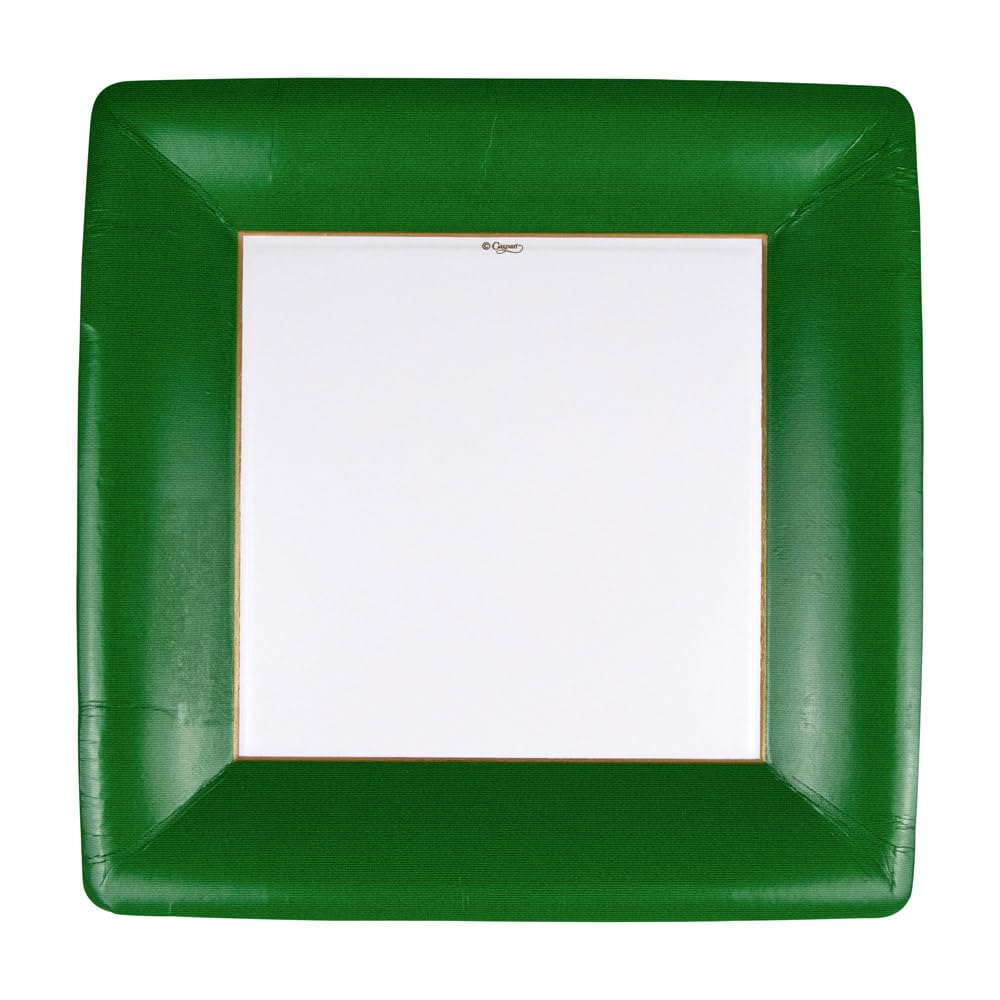 Premium Grosgrain Paper Dinner Plates - Elegant Hunter Green - Set of 8 Disposable Plates for Parties, Weddings & Holiday Gatherings