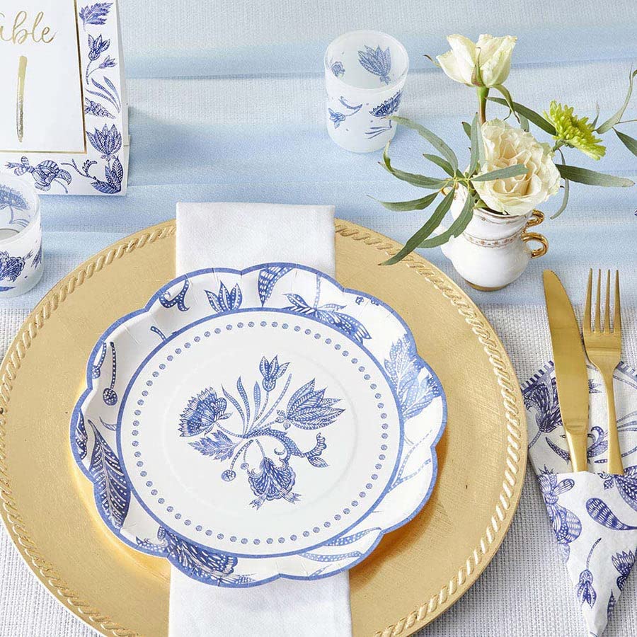 Kate Aspen 64-Piece Blue Willow 9-Inch Heavy Duty Disposable Paper Plates - Elegant Party Tableware for Birthdays, Weddings, Showers & Anniversaries - Bulk Pack for Easy Entertaining & Special Occasions