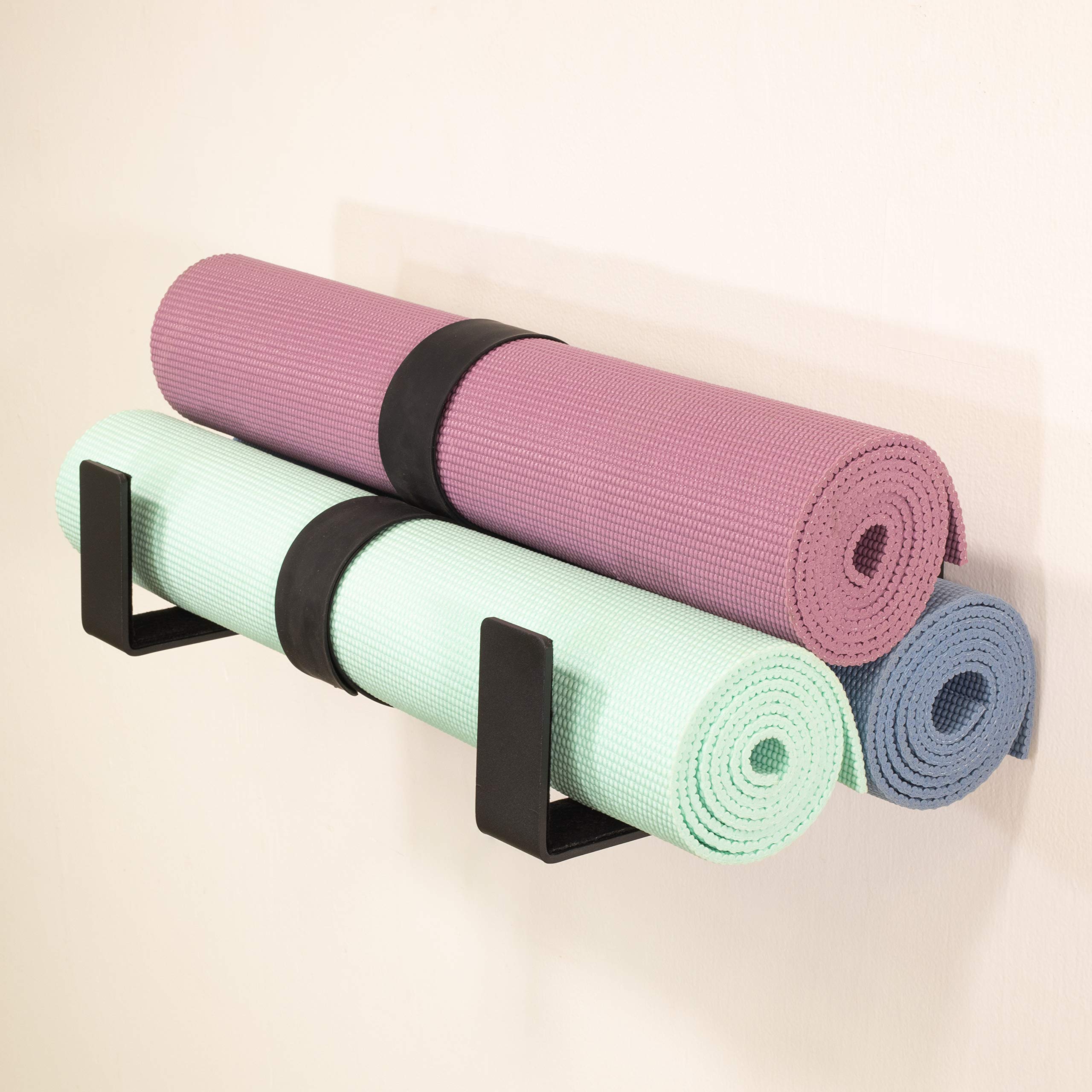 StoreYourBoard Yoga Mat Storage Rack - X-Large Wall Mount Organizer for 3 Exercise Mats & Foam Rollers | Space-Saving Fitness Gear Holder for Home Gym, Yoga Studio & Workout Room Organization