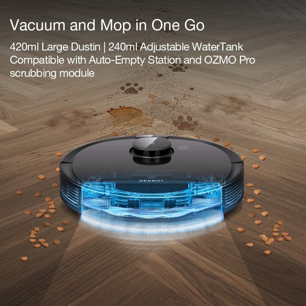 ECOVACS DEEBOT T8+ Robot Vacuum and Mop Combo with Laser Mapping, 3D Obstacle Detection - Smart Self-Charging Robotic Cleaner for Hardwood Floors & Carpets | Perfect for Pet Hair, Large Homes & Daily Cleaning