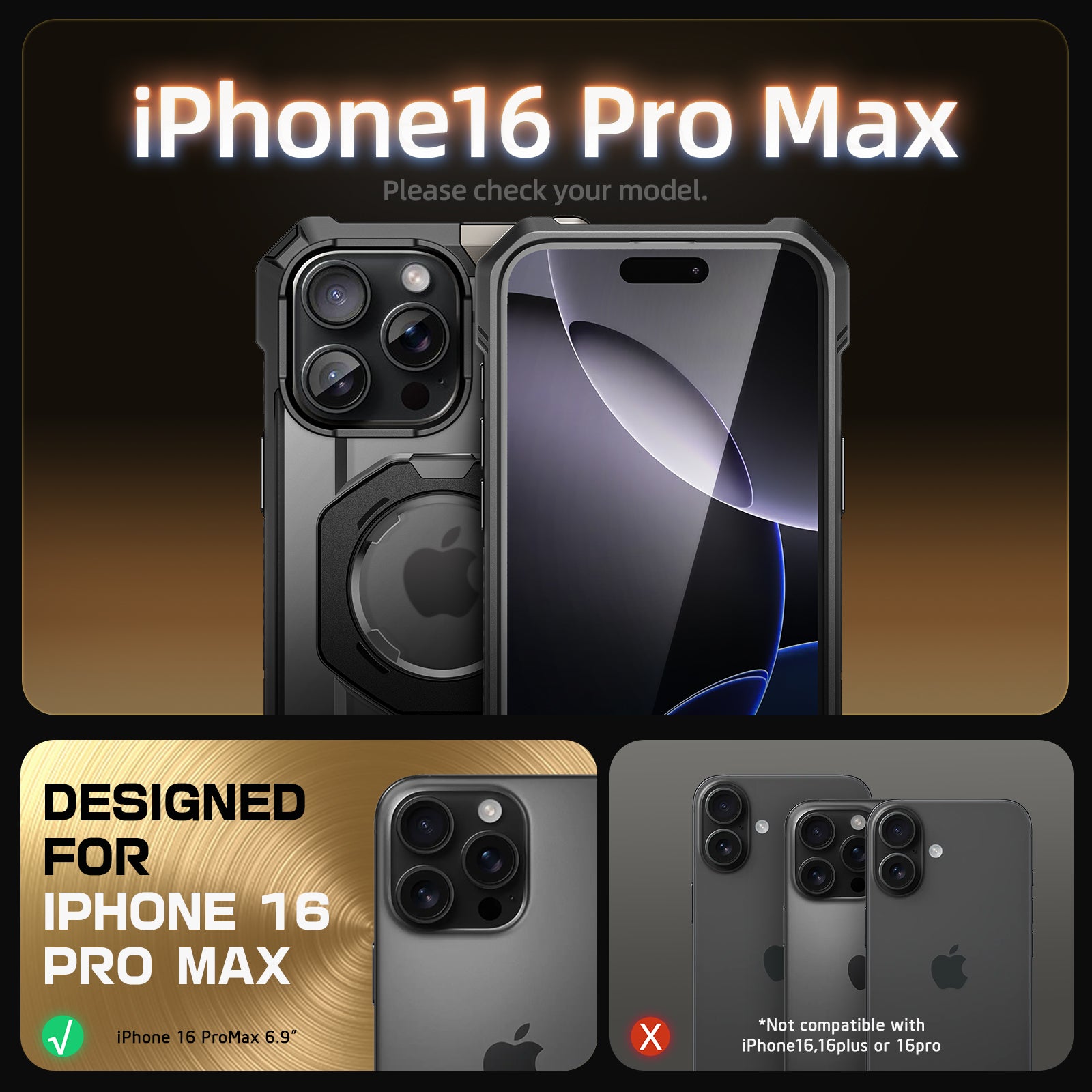 iPhone 16 Pro Max 6.9 Inch Shockproof Case with MagSafe & Camera Control Button - Premium Protective Phone Cover in Black | Perfect for Outdoor Adventures, Travel & Daily Use