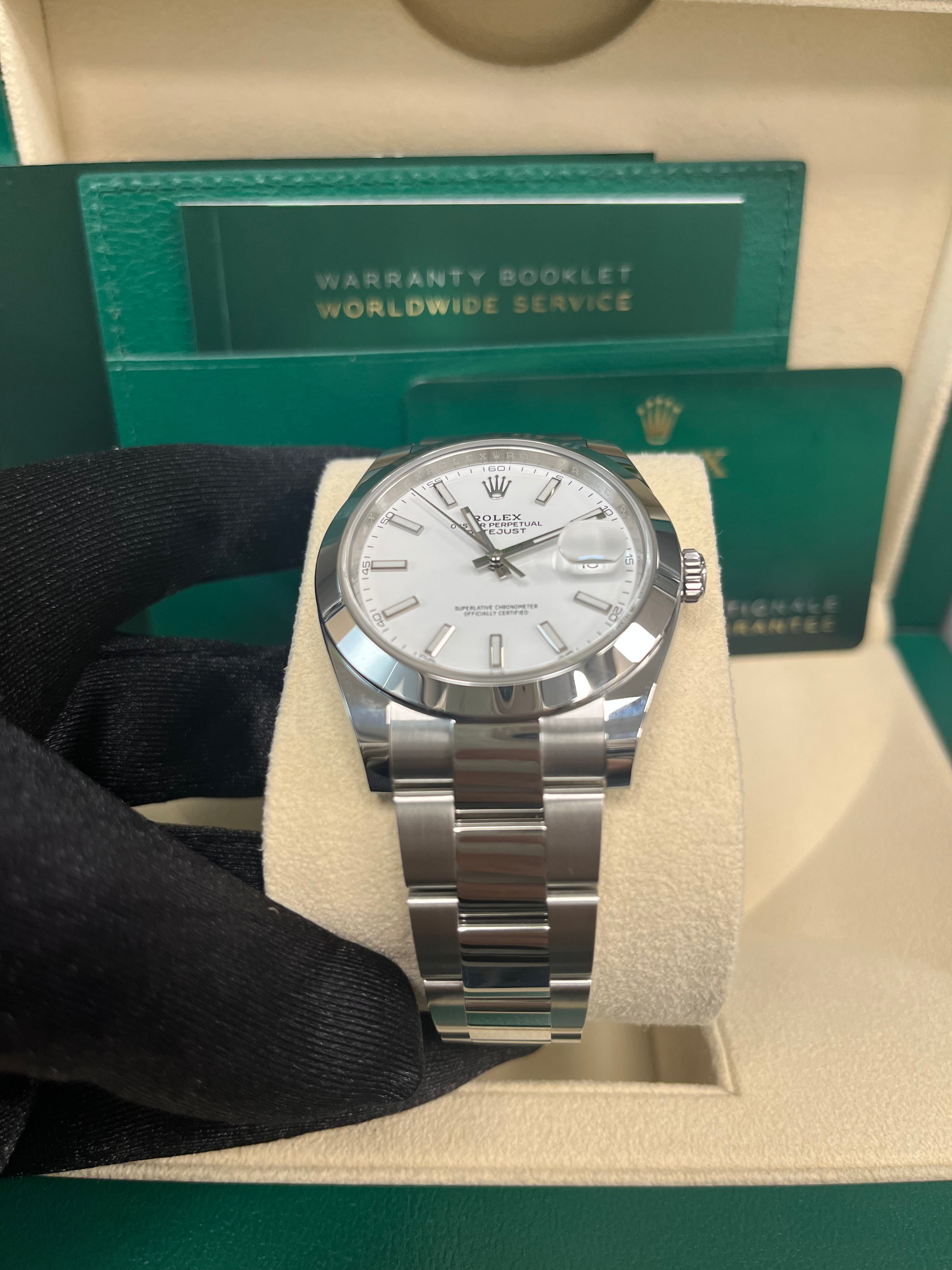 Rolex Datejust 41mm Stainless Steel Watch with Oyster Bracelet & White Index Dial - Ref 126300 - Perfect for Business, Luxury Events & Everyday Wear
