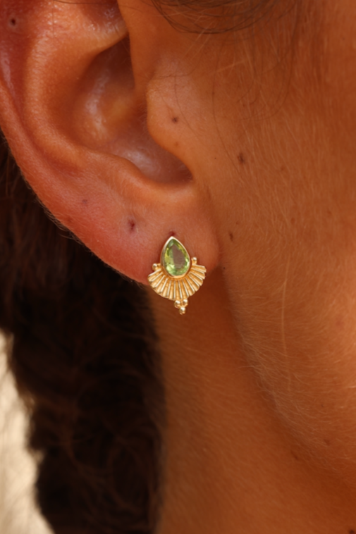 Venus Apatite Gold Earrings for Women - 14K Gold Plated Dangle Earrings with Genuine Apatite Gemstone - Perfect for Weddings, Parties & Special Occasions