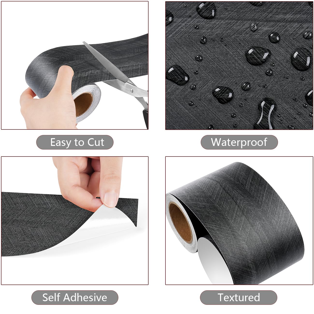 YENHOME Black Wood Grain Peel and Stick Wallpaper Border - 3