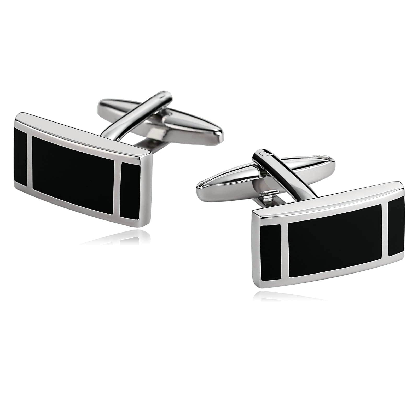 Gualiy Stainless Steel Rectangle Cufflinks for Men - Elegant Dress Shirt Accessories for Weddings, Business & Formal Events