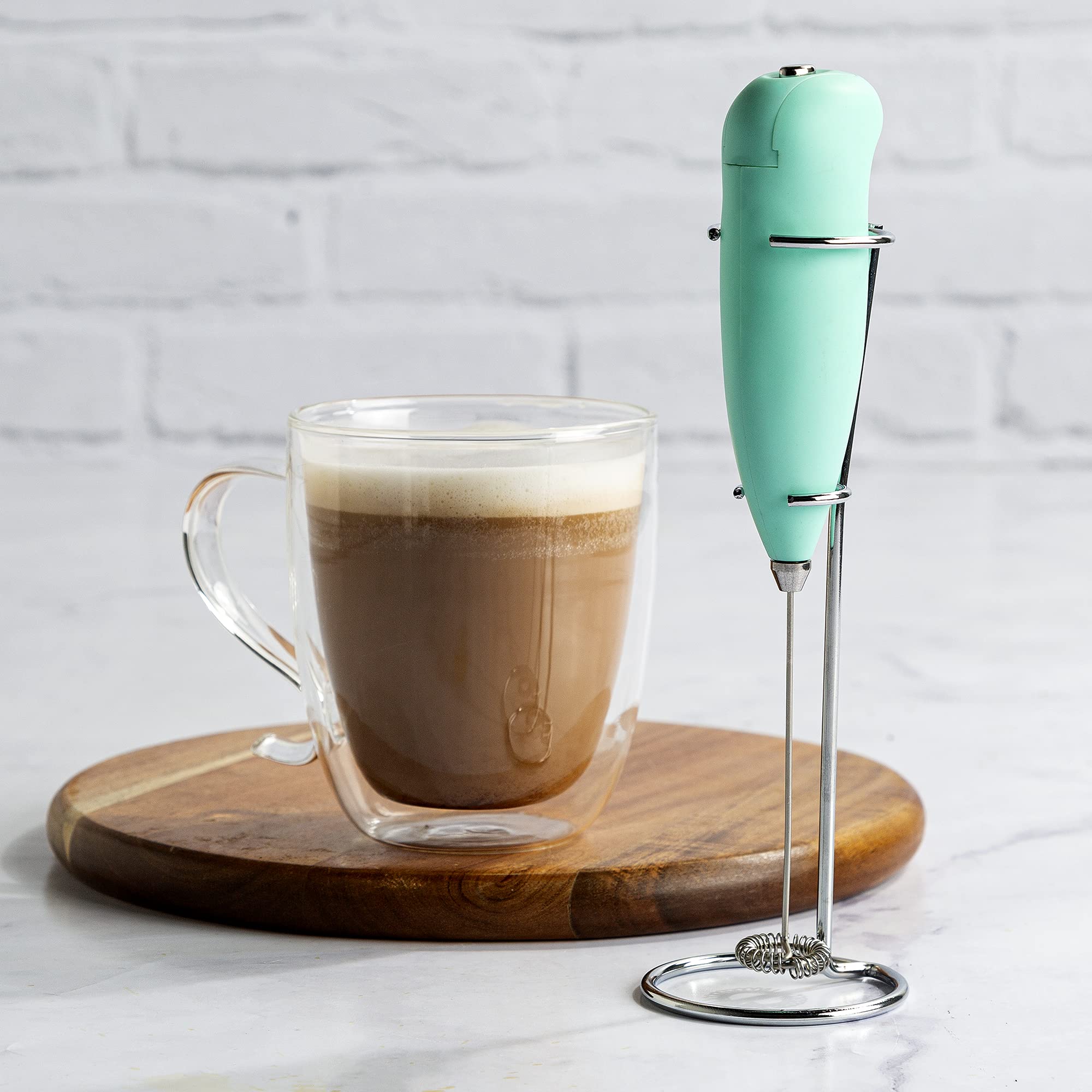 Primula Electric Milk Frother - Mint Green Handheld Whisk for Coffee, Latte, Cappuccino & Hot Chocolate - Perfect for Home, Office & Cafe Use