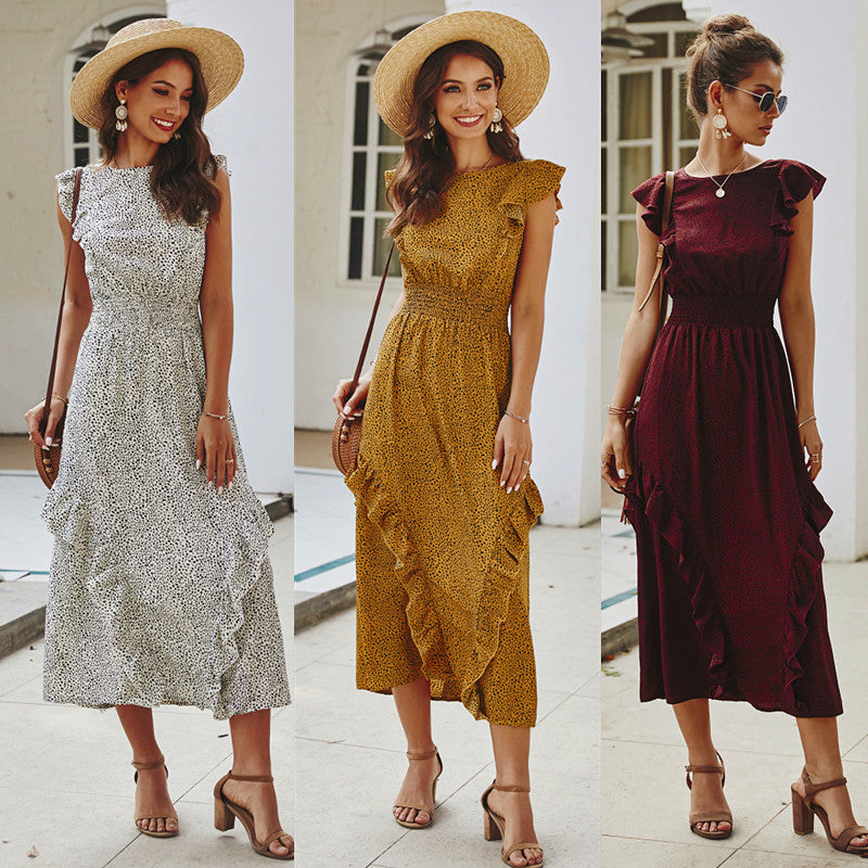 Women's Summer Ruffle Dress - Flowy Short Sleeve A-Line Sundress for Beach, Vacation & Casual Wear