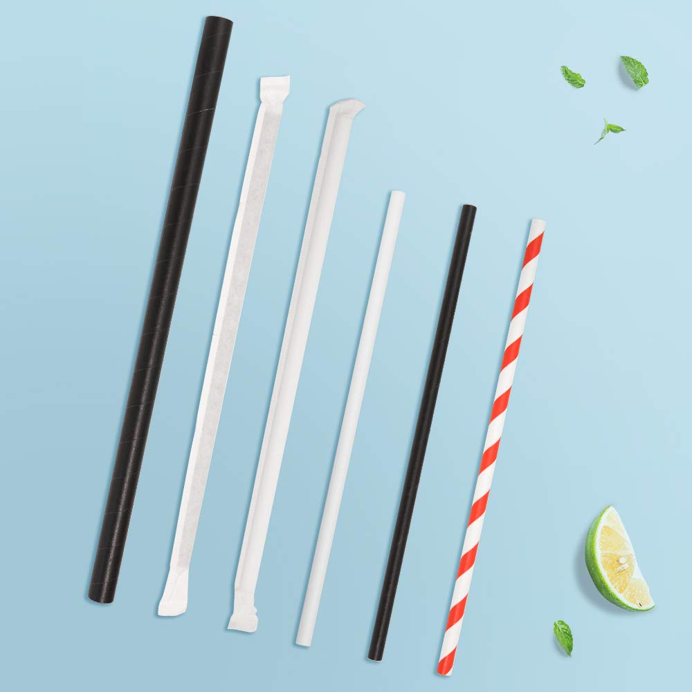 Eco-Friendly Biodegradable Paper Drinking Straws - 5000Pcs (250 Per Pack) Red & White Striped, 7.75 Inch Disposable Straws for Parties, Weddings, Events & Home Use - Natural & Sustainable Party Decoration Supplies