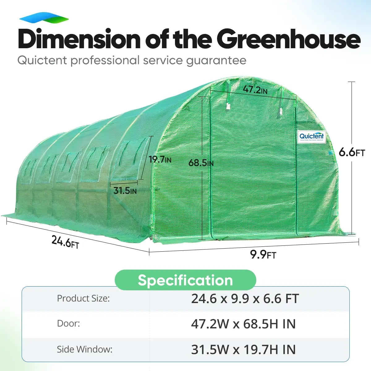 25' x 10' x 6.6' Heavy Duty Large Greenhouse Kit for Outdoor Gardening - Durable Walk-in Plant House with Sturdy Frame for Vegetables, Flowers & Seedlings - Perfect for Backyard, Patio & All-Season Growing