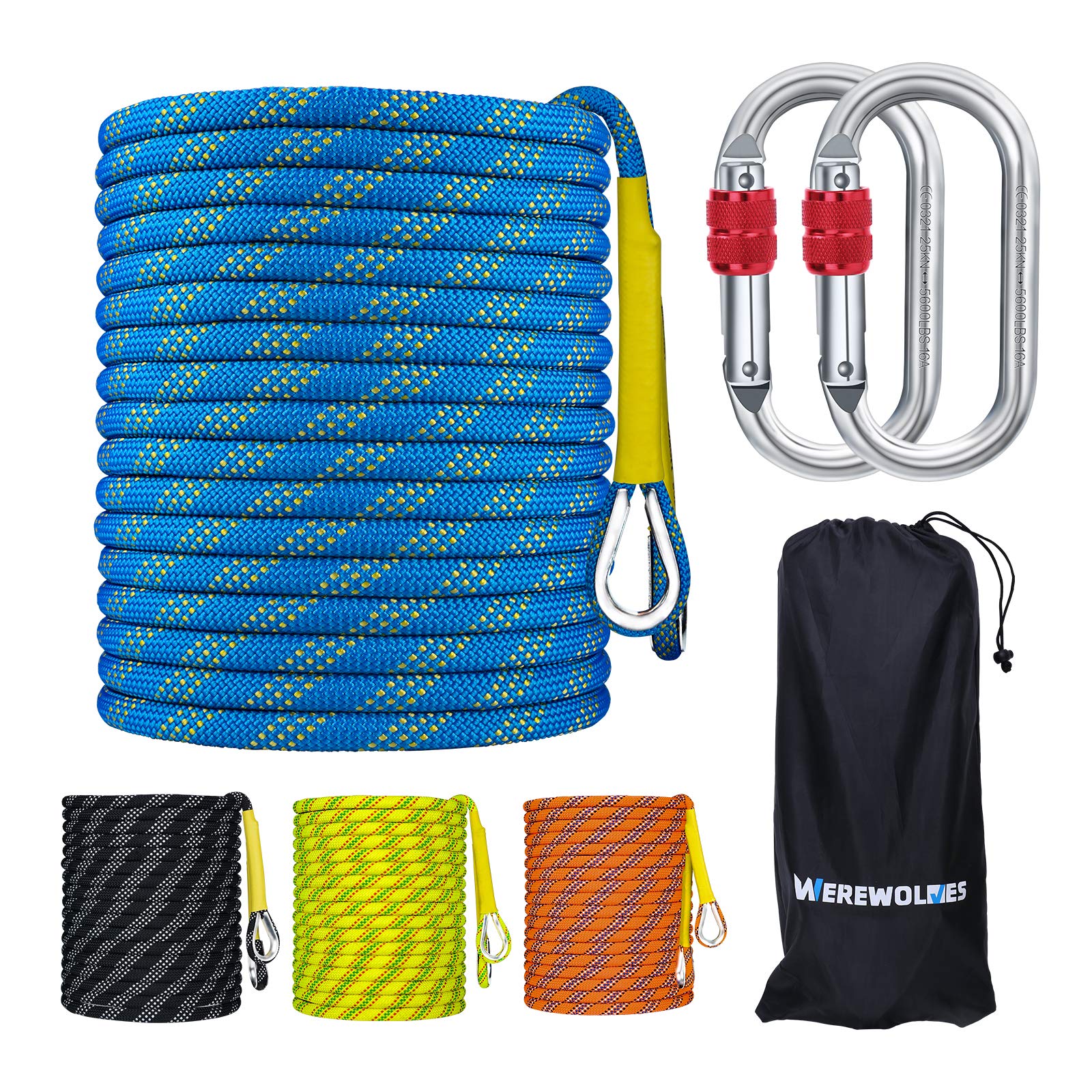 High Strength 8MM Static Climbing Rope - 32ft/65ft/98ft/165ft/246ft Outdoor Safety Rope for Rock Climbing, Rappelling, Fire Rescue & Emergency Escape - Perfect for Adventure Sports, Wilderness Survival & Tactical Training