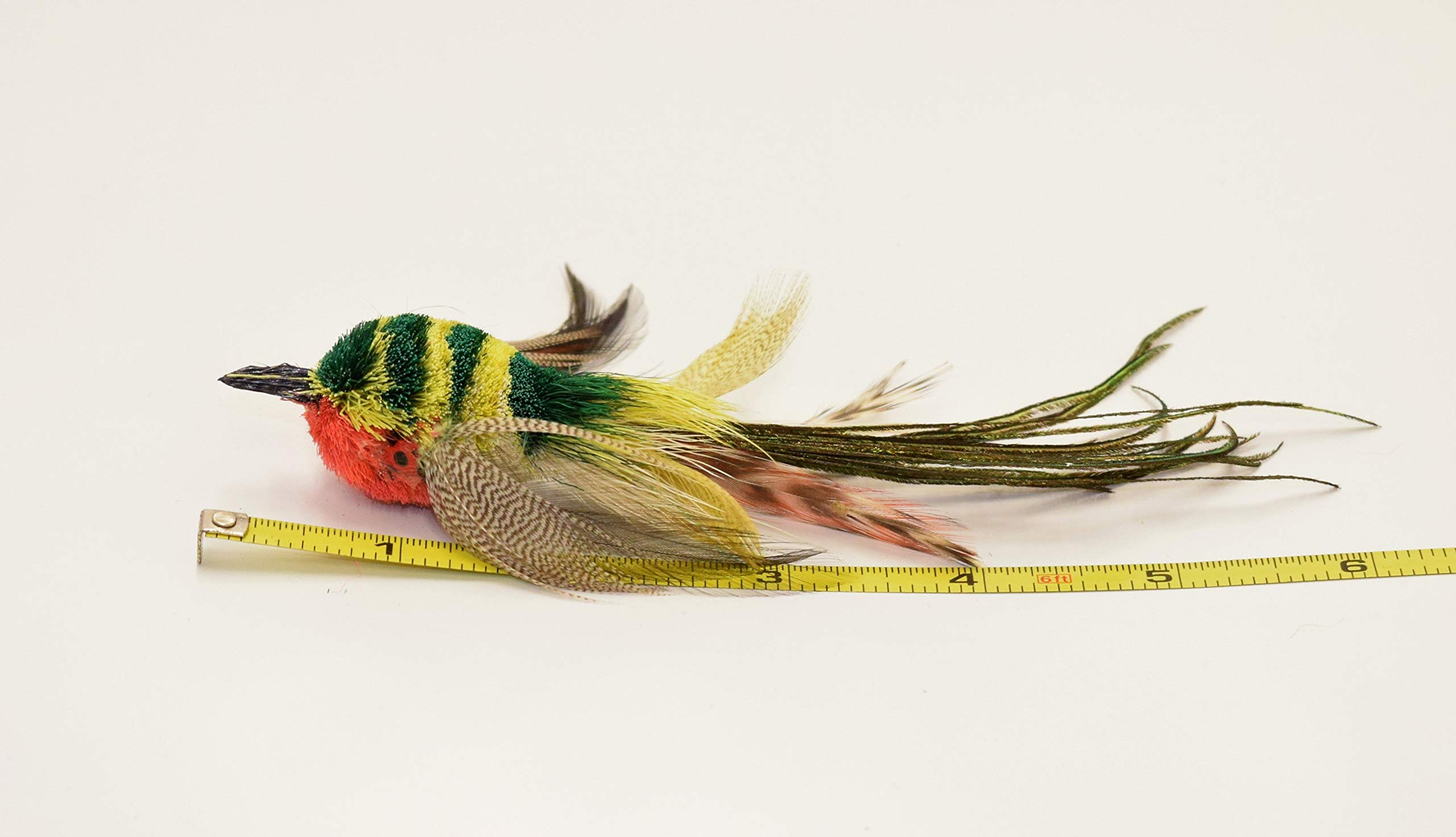 Colorful Yellow Striped Flyer Bird Toy Attachment - Compatible with Most Popular Wand Toys for Cats - Perfect for Interactive Play & Exercise
