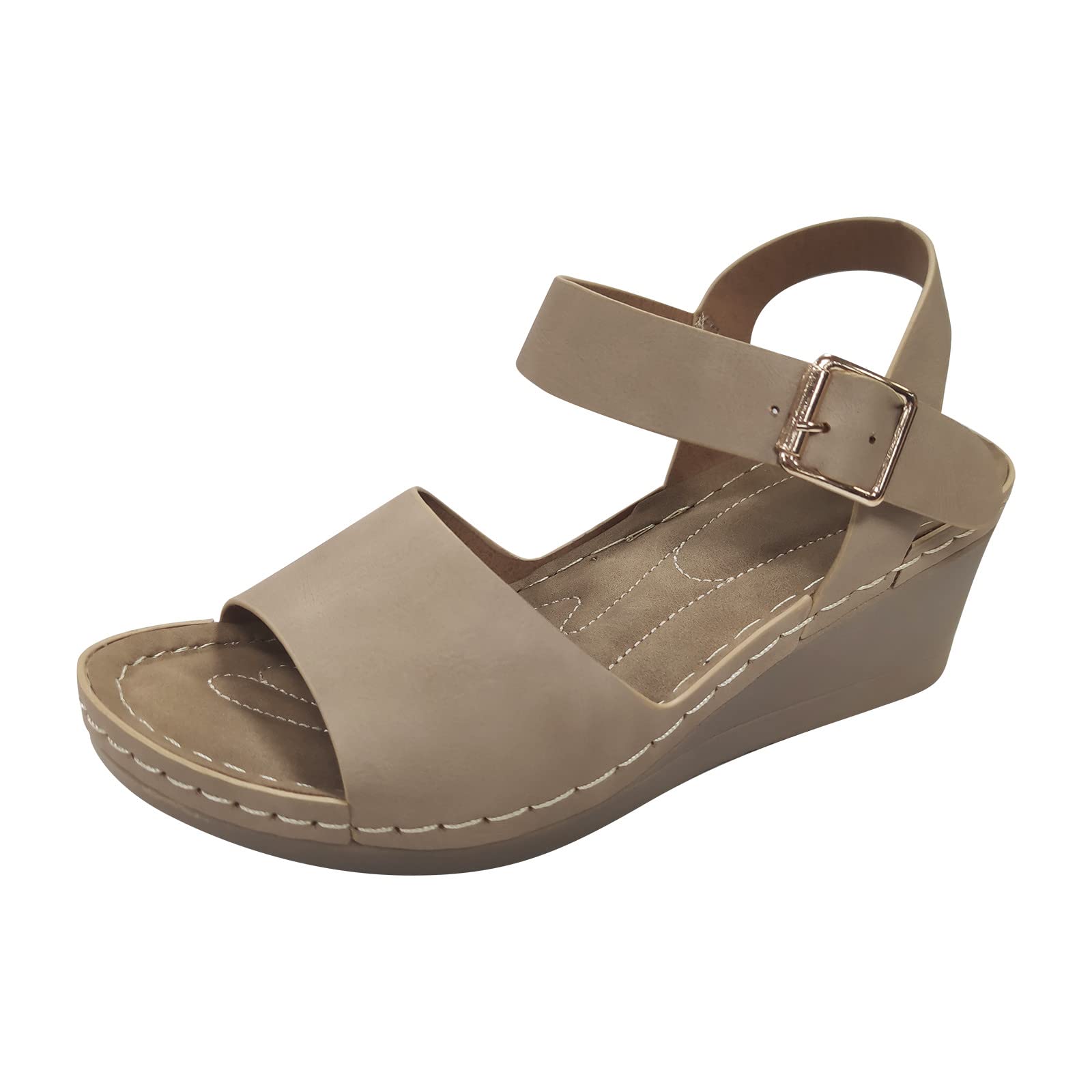 Women's Buckle Sandals with Platform Wedge - Breathable Fish Mouth Design & Gel Cushion for All-Day Comfort | Perfect for Beach, Vacation, and Summer Outfits