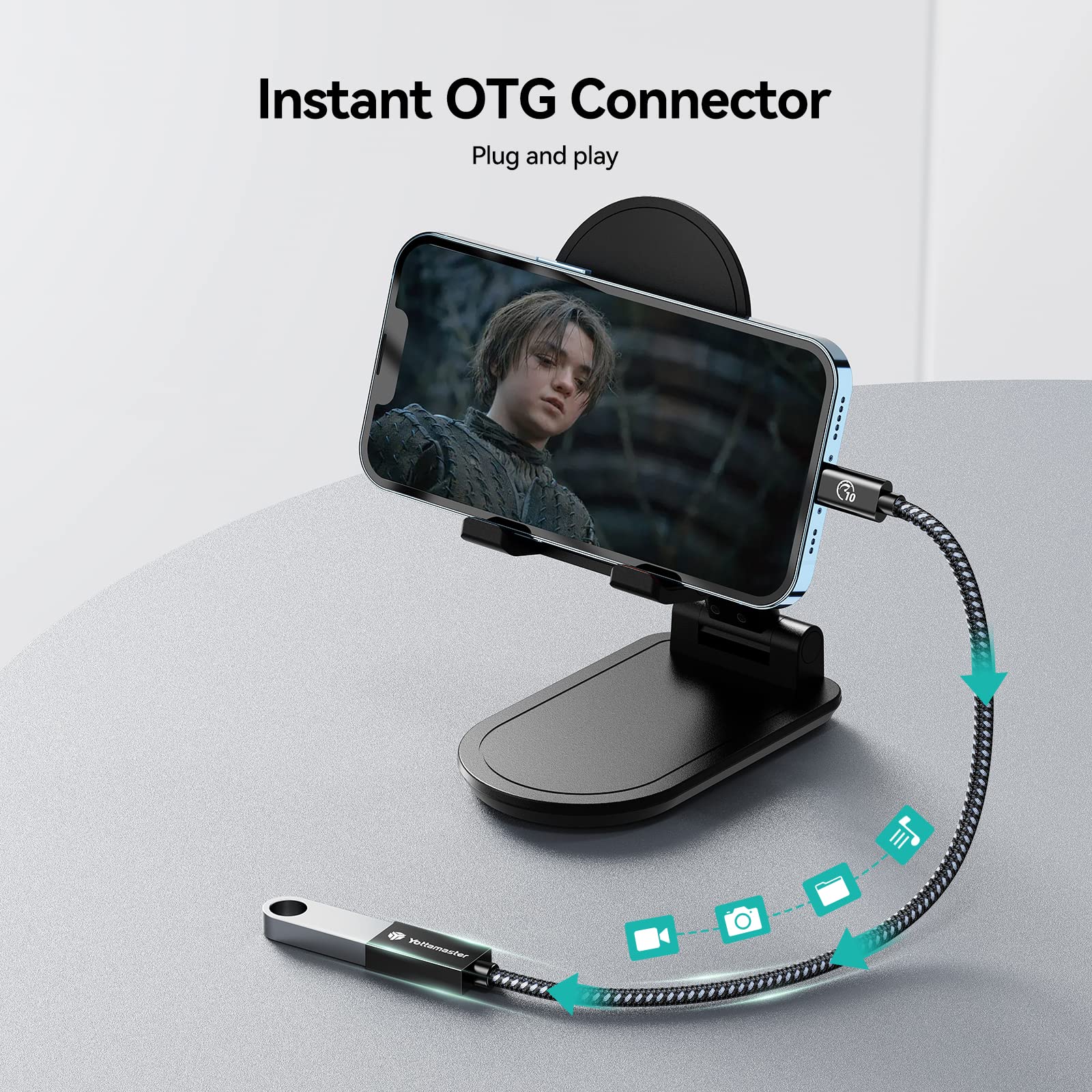 Yottamaster USB C to USB A Adapter Cable [10Gbps High-Speed] - OTG Cable for iPhone 15/Samsung Galaxy/MacBook/Nintendo Switch [0.3m/1ft] - Perfect for Data Transfer, Charging & Gaming Accessories