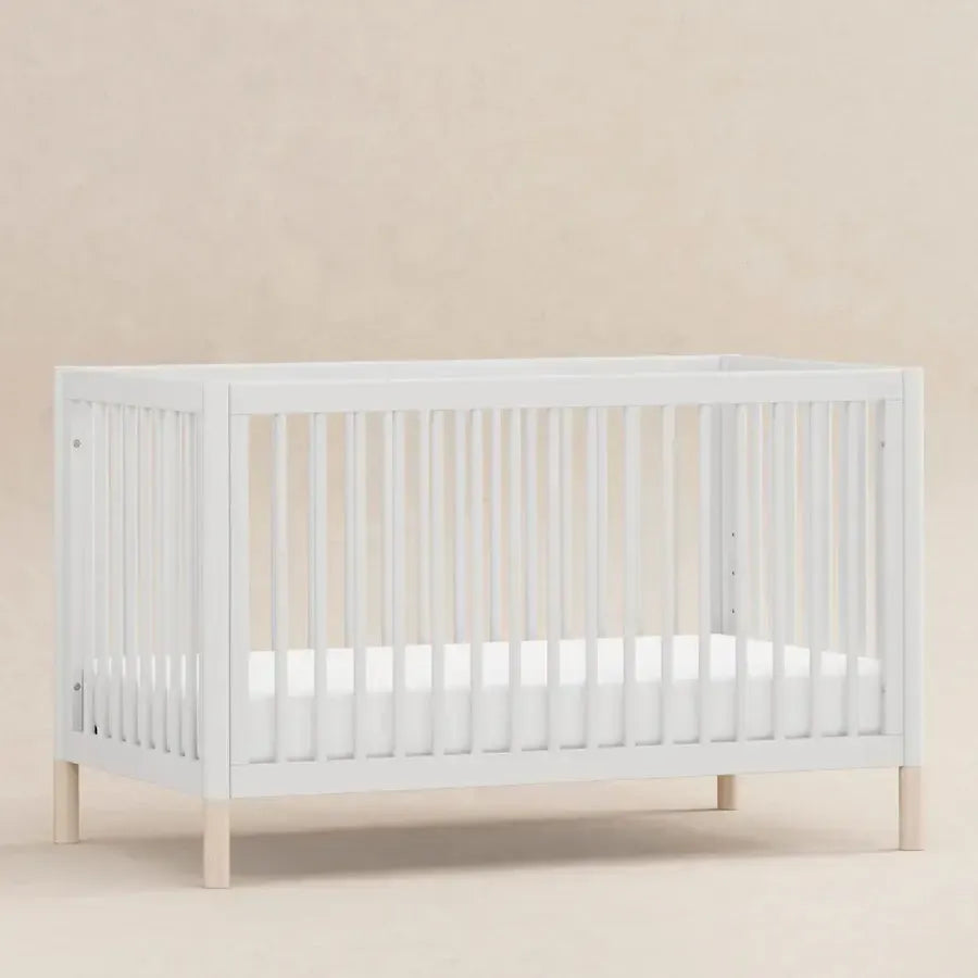 Babyletto Gelato 4-in-1 Convertible Crib - White with Washed Natural Feet | Modern Nursery Furniture for Newborn to Toddler | Perfect for Small Spaces & Gender-Neutral Nursery Decor