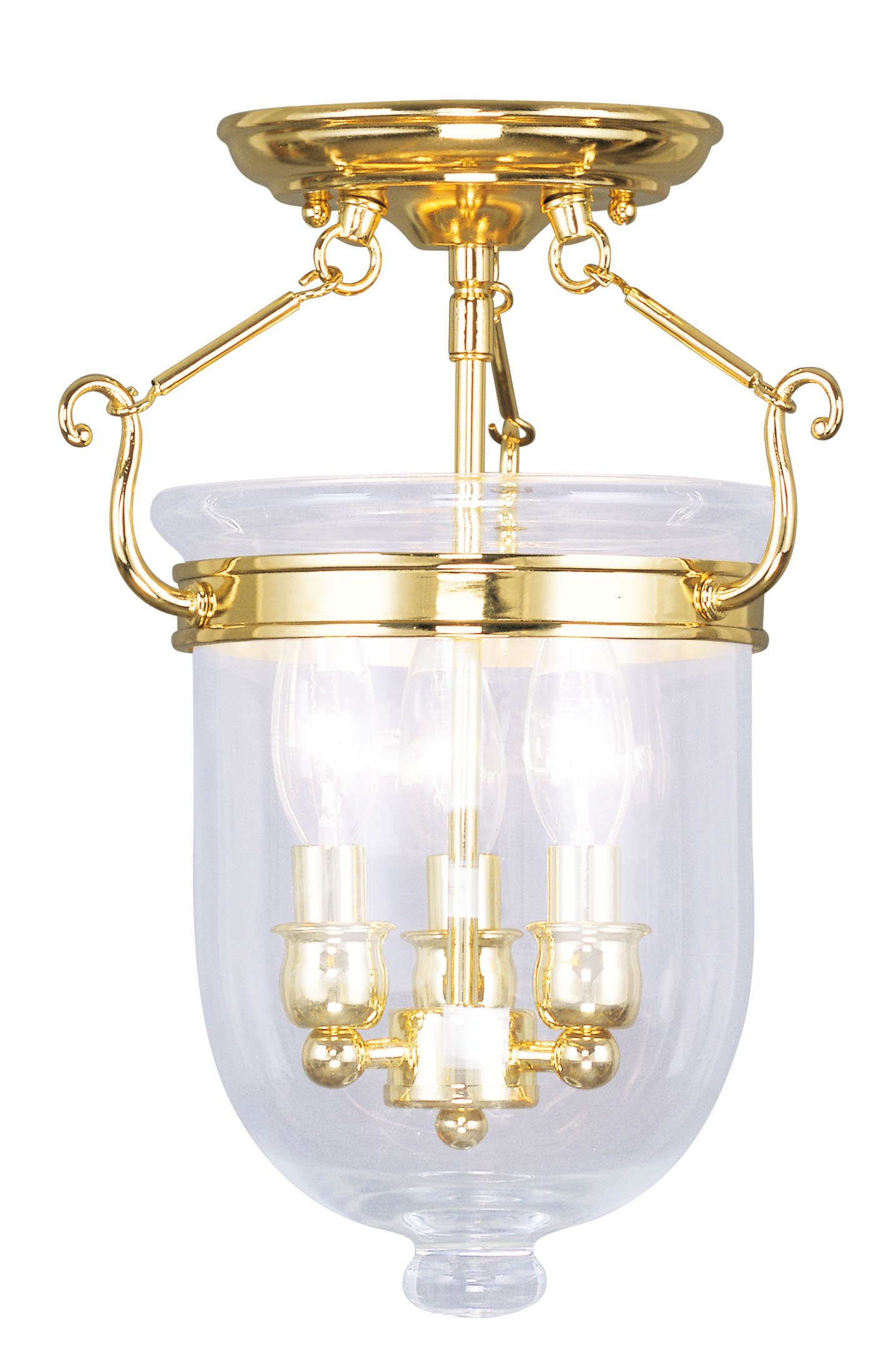 Livex Lighting 5061-02 Modern Flush Mount Ceiling Light with Clear Glass Shades & Polished Brass Finish - Perfect for Bedroom, Living Room, or Hallway Lighting