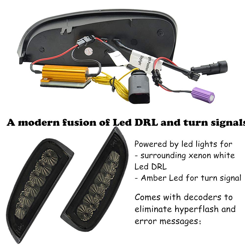 2006-2010 Porsche Cayenne 967 LED Daytime Running Lights (DRL) & Turn Signal Lamps - Smoke White/Amber DRL Fog Light Bulbs | Enhanced Visibility & Style for Day & Night Driving