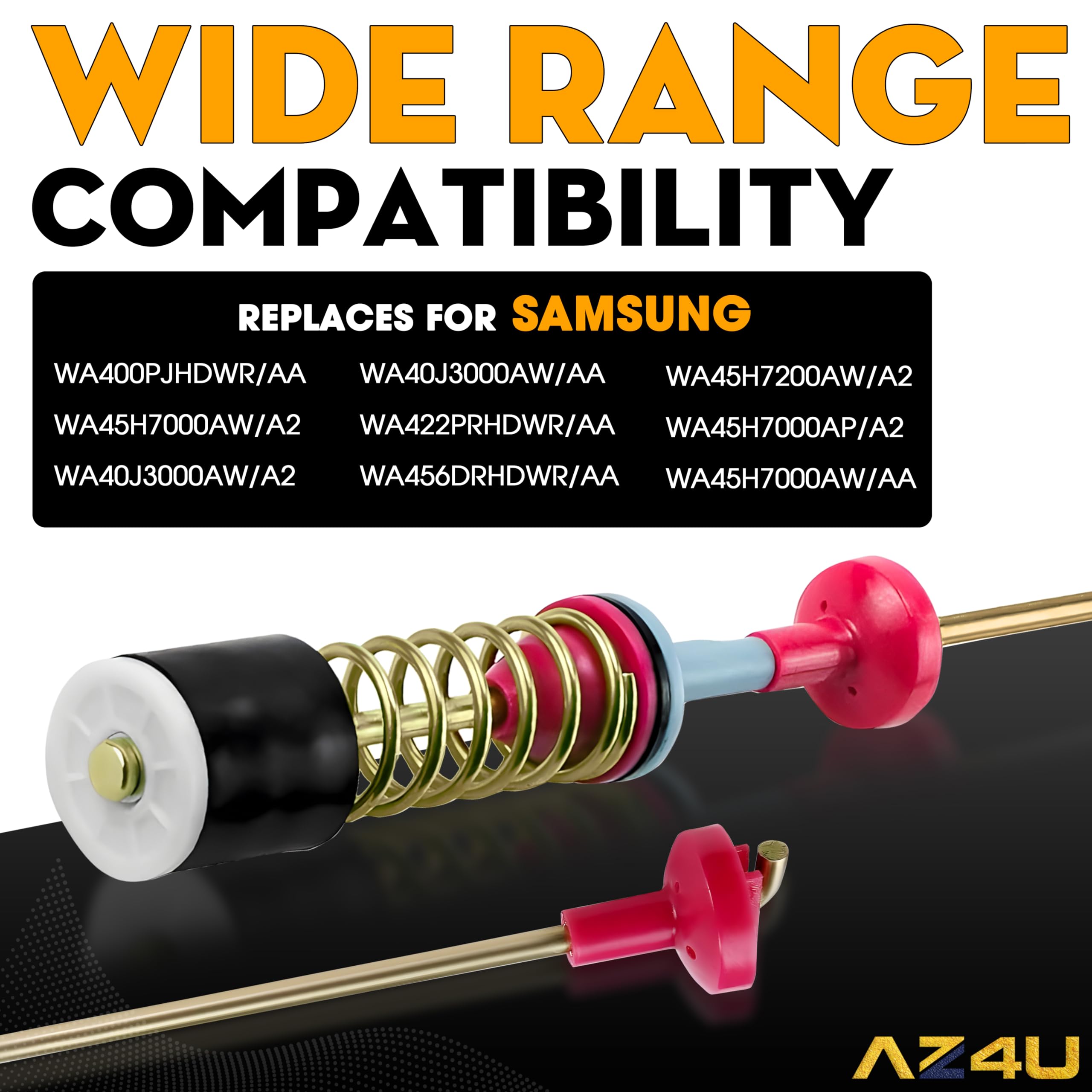 4-Pack Washer Suspension Rod Damper Replacement for Samsung WA400PJHDWR/AA, WA45H7000AW/A2 & More - Compatible with Multiple Samsung Washing Machine Models - Perfect for DIY Washer Repairs and Maintenance