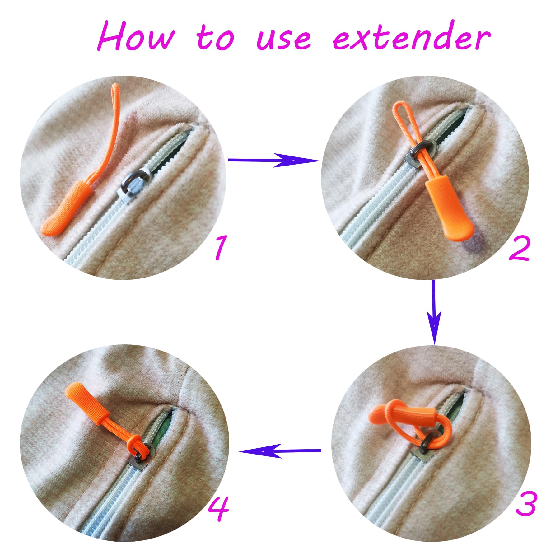 JOSDIOX 20Pcs Universal Zipper Pulls Replacement - Orange Zipper Tabs & Cord Extenders for Backpacks, Jackets, Luggage, Bags, Pants & Boots (#23 Size) | Easy Grip Upgrade for Outdoor Gear & Daily Use