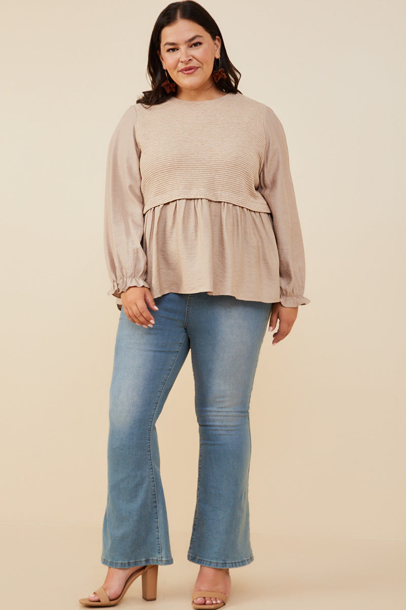 Women's Ribbed Knit Twofer Top - Soft Stretch Mix Media Pullover for Casual Wear & Layering | Perfect for Work, Dates & Everyday Outfits