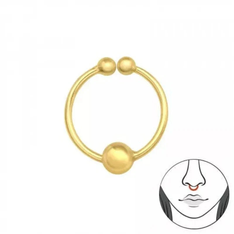 18K Gold 3mm Ball Stud Nose Ring Clip - Hypoallergenic Nose Piercing Jewelry for Women & Men - Perfect for Everyday Wear & Special Occasions