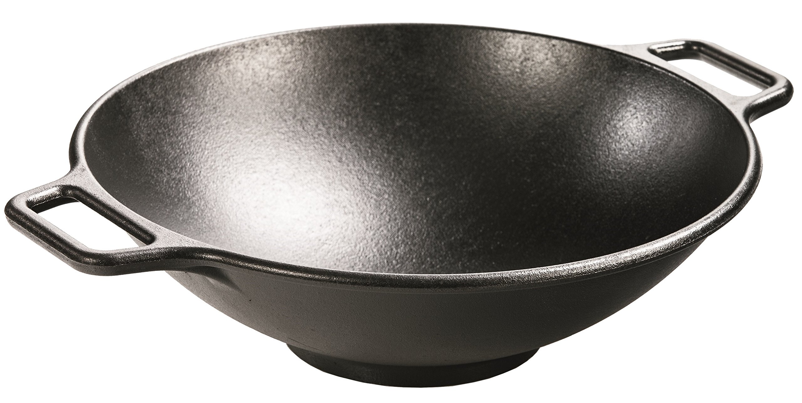 Lodge Pro-Logic 14-inch Black Cast Iron Wok with Flat Base & Loop Handles - Perfect for Stir-Frying, Deep Frying & Asian Cooking